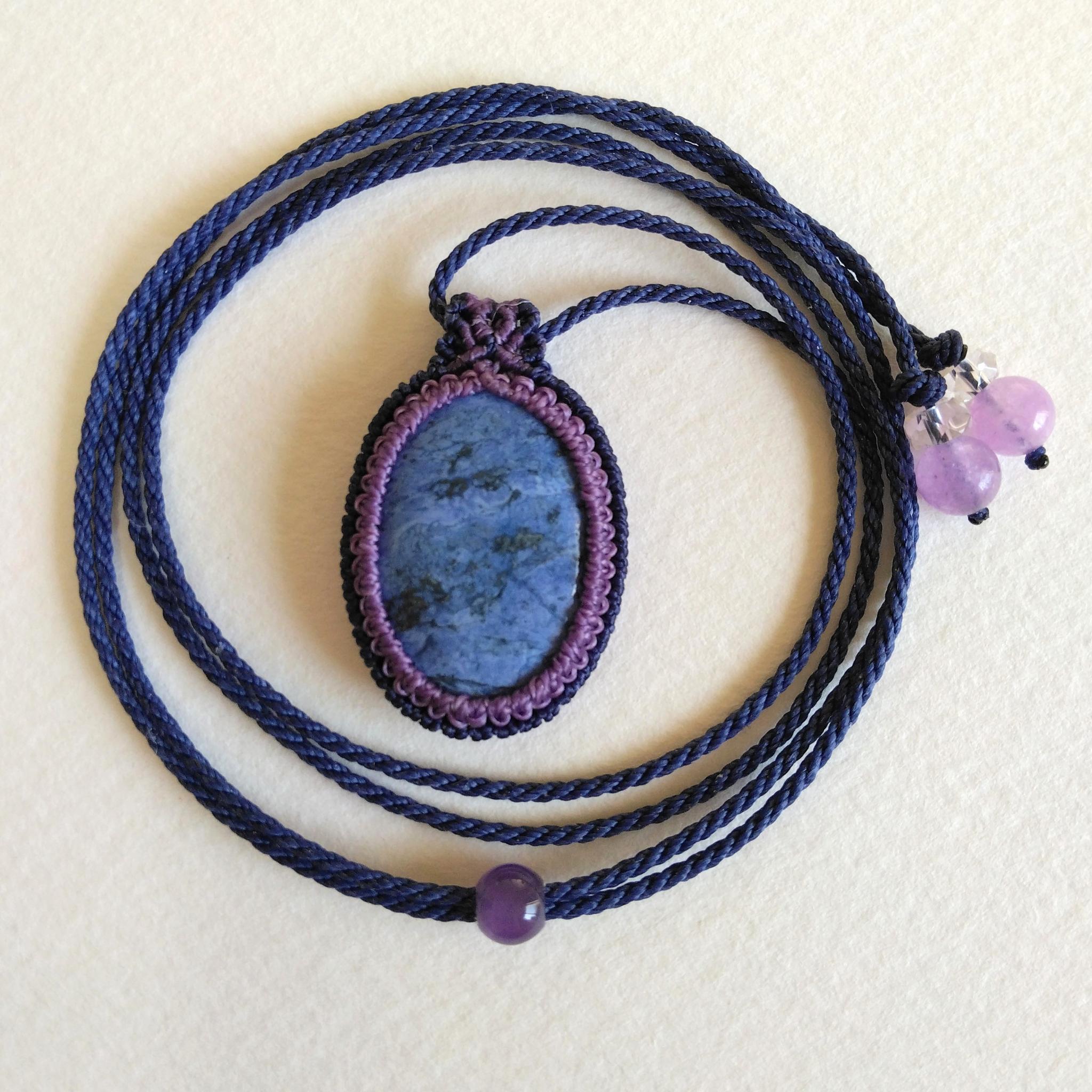 天然石ペンダント　デュモルチェライト　マクラメ編み　MP39 | 4枚目
