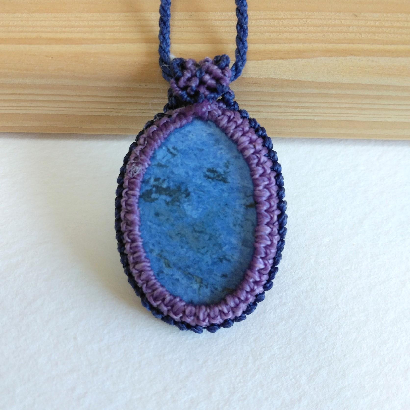 天然石ペンダント　デュモルチェライト　マクラメ編み　MP39 | 6枚目