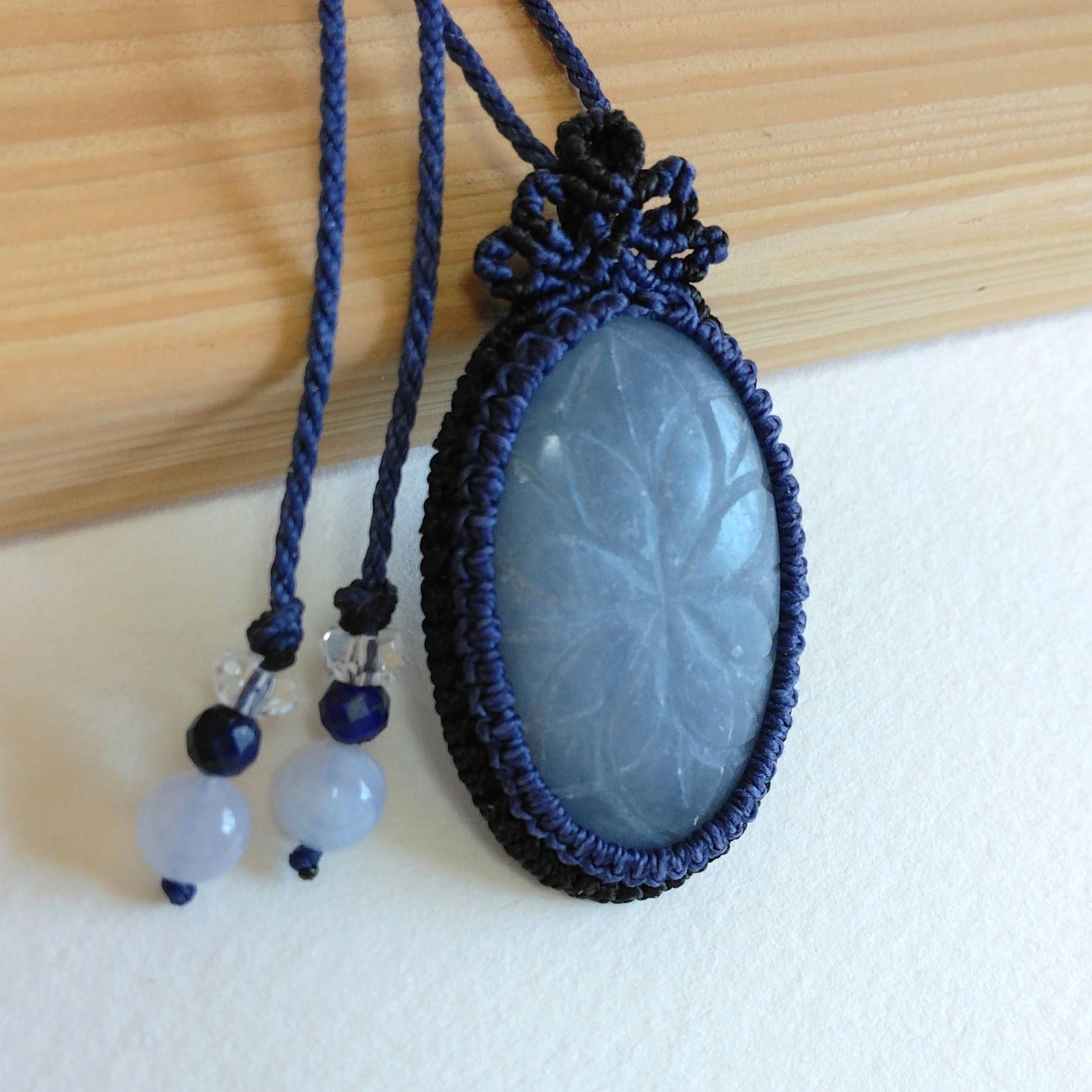 天然石ペンダント　エンジェライト　マクラメ編み　MP40 | 2枚目