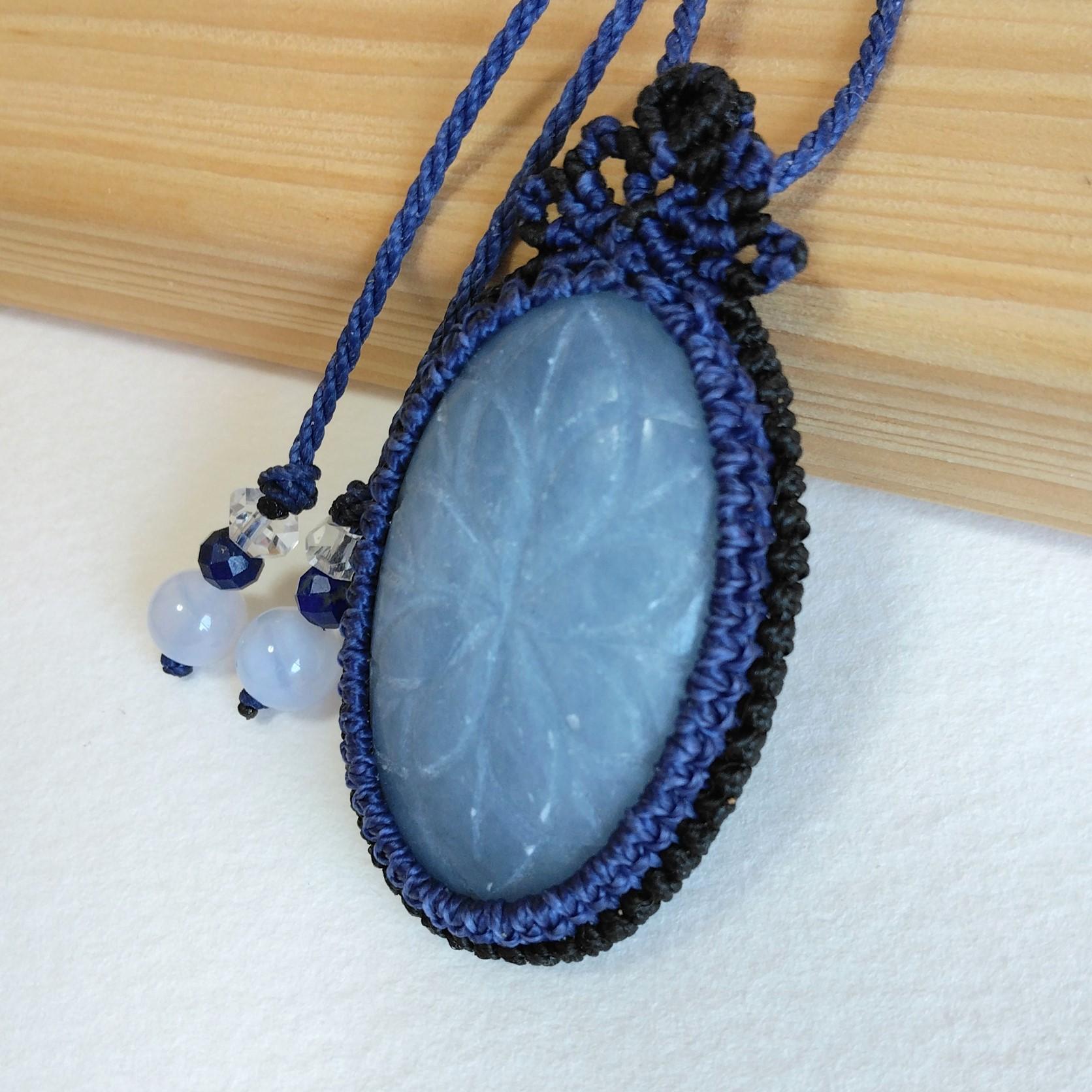 天然石ペンダント　エンジェライト　マクラメ編み　MP40 | 3枚目