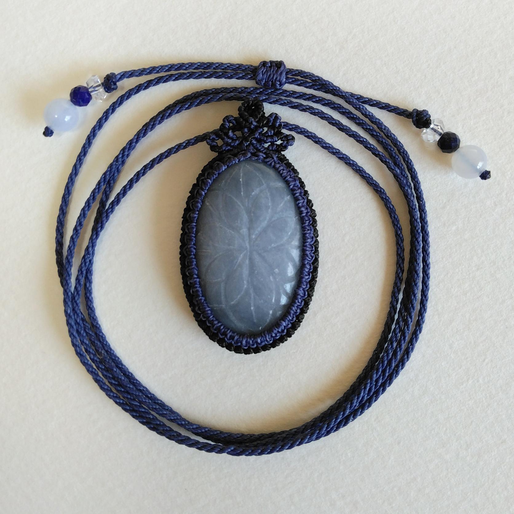 天然石ペンダント　エンジェライト　マクラメ編み　MP40 | 4枚目