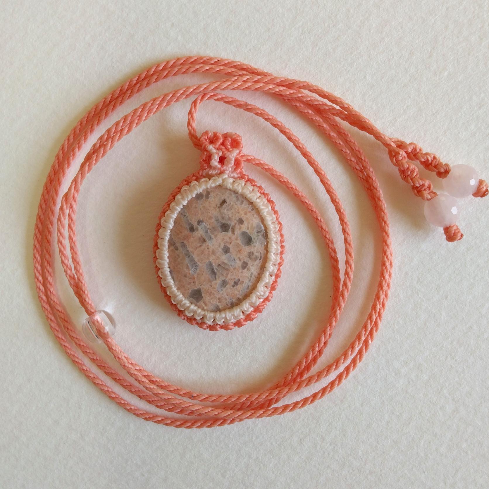 天然石ペンダント　グラフィックグラナイト　マクラメ編み　MP41 | 4枚目