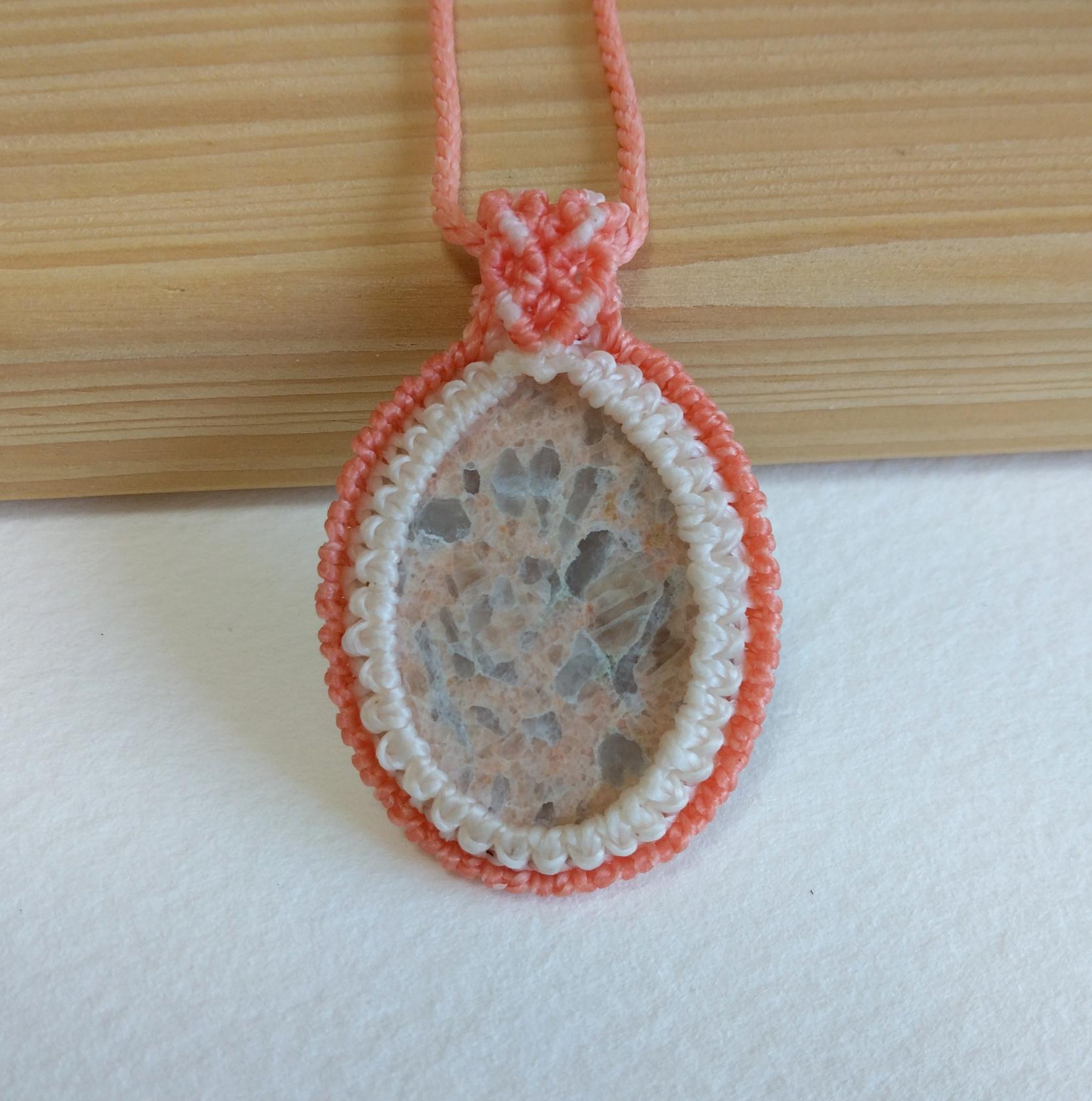 天然石ペンダント　グラフィックグラナイト　マクラメ編み　MP41 | 6枚目