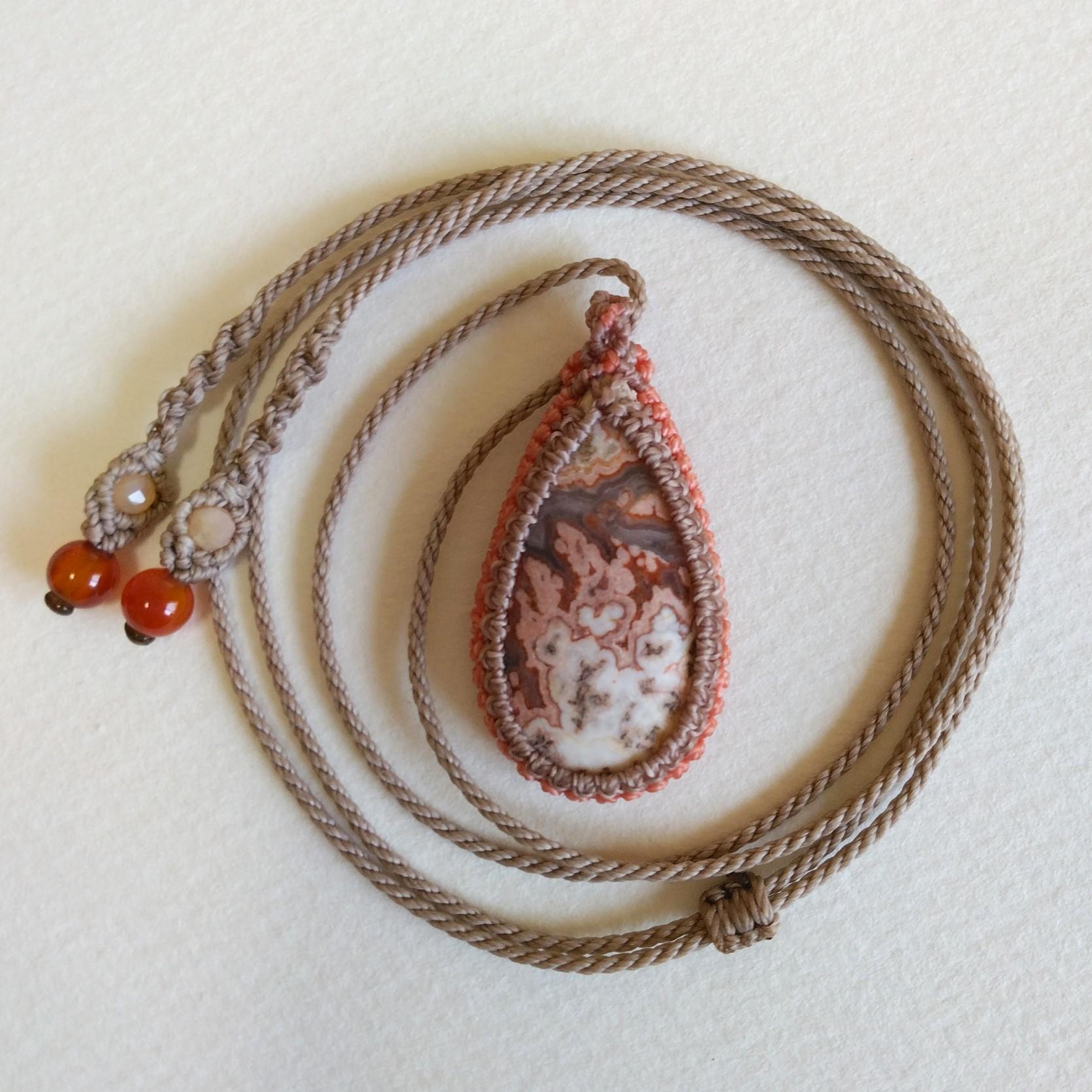 天然石ペンダント　ロゼッタジャスパー　マクラメ編み　MP42 | 4枚目