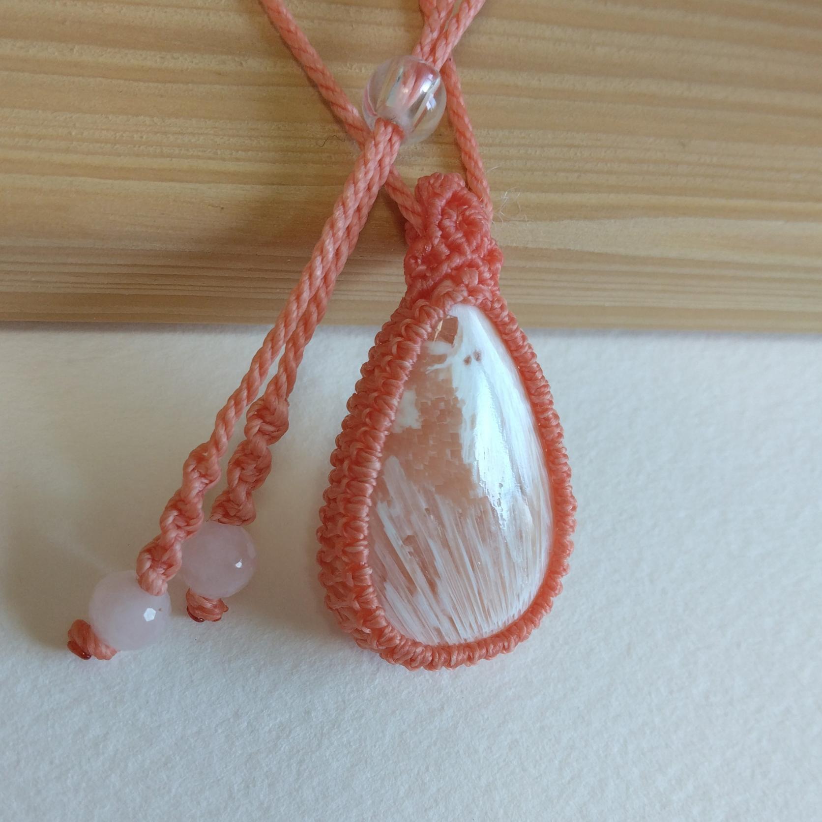 天然石ペンダント　スコレサイト　マクラメ編み　MP44 | 2枚目