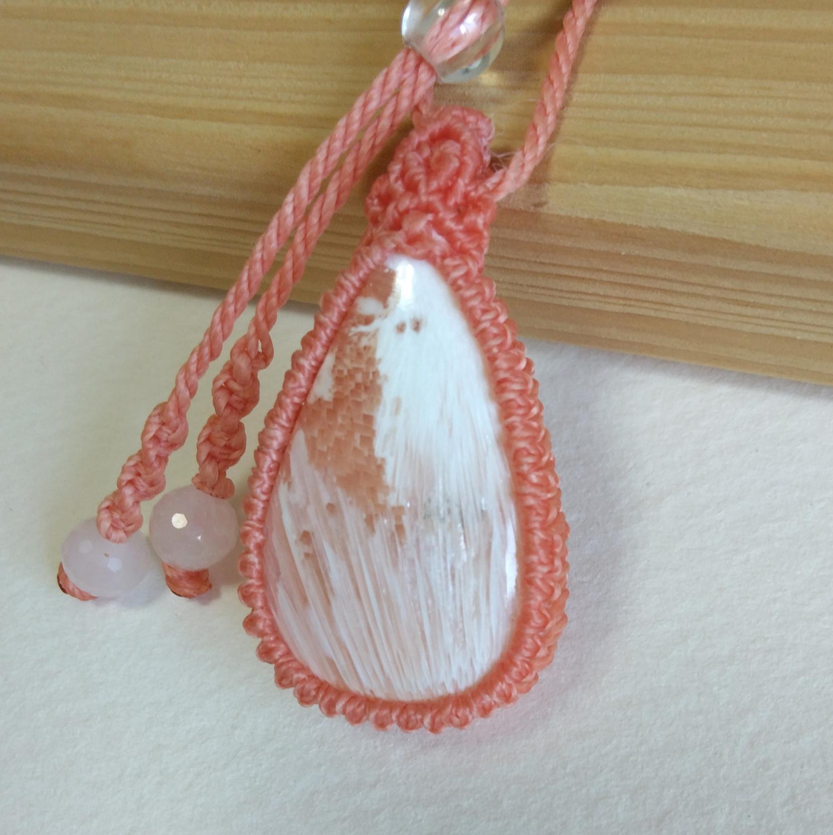 天然石ペンダント　スコレサイト　マクラメ編み　MP44 | 3枚目