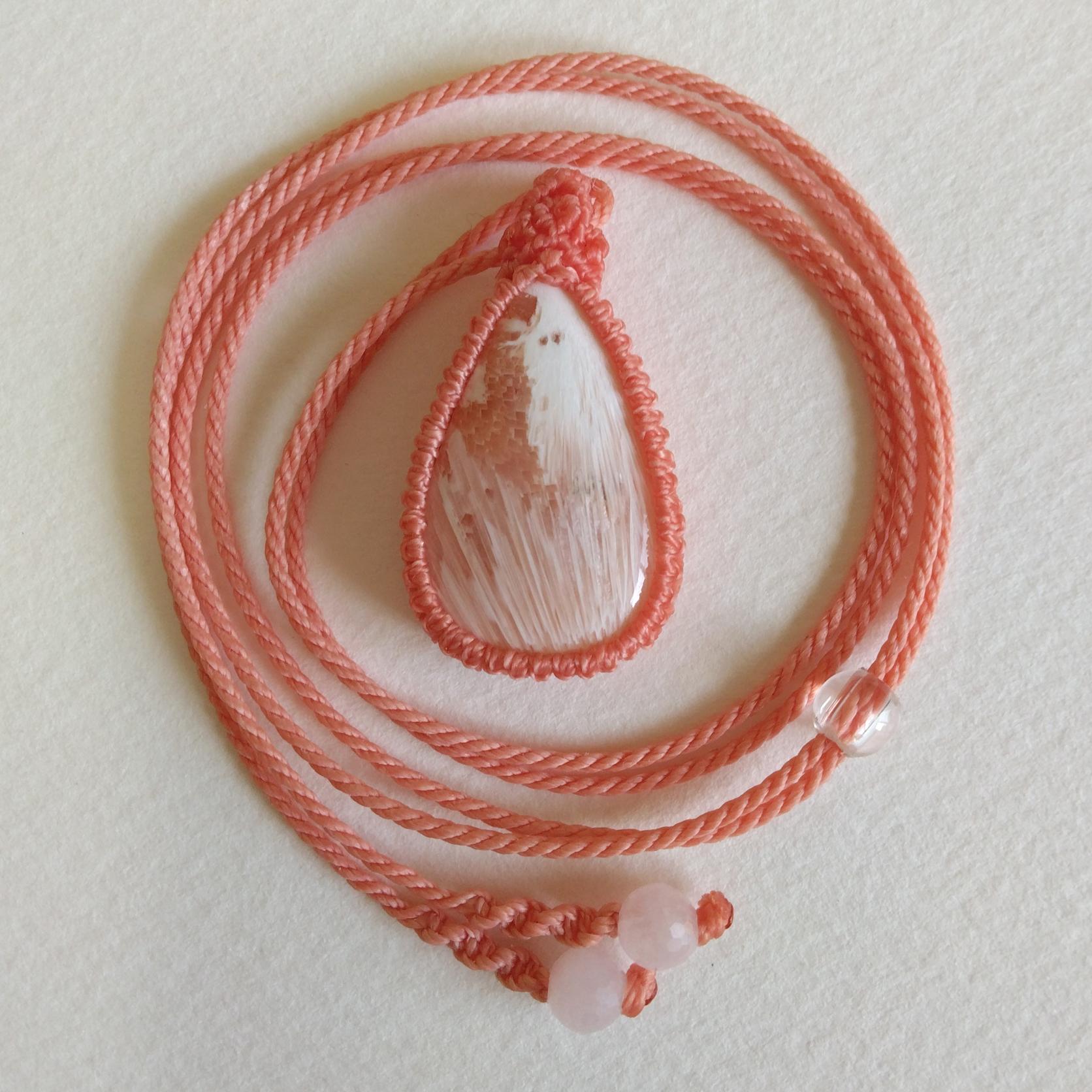 天然石ペンダント　スコレサイト　マクラメ編み　MP44 | 4枚目