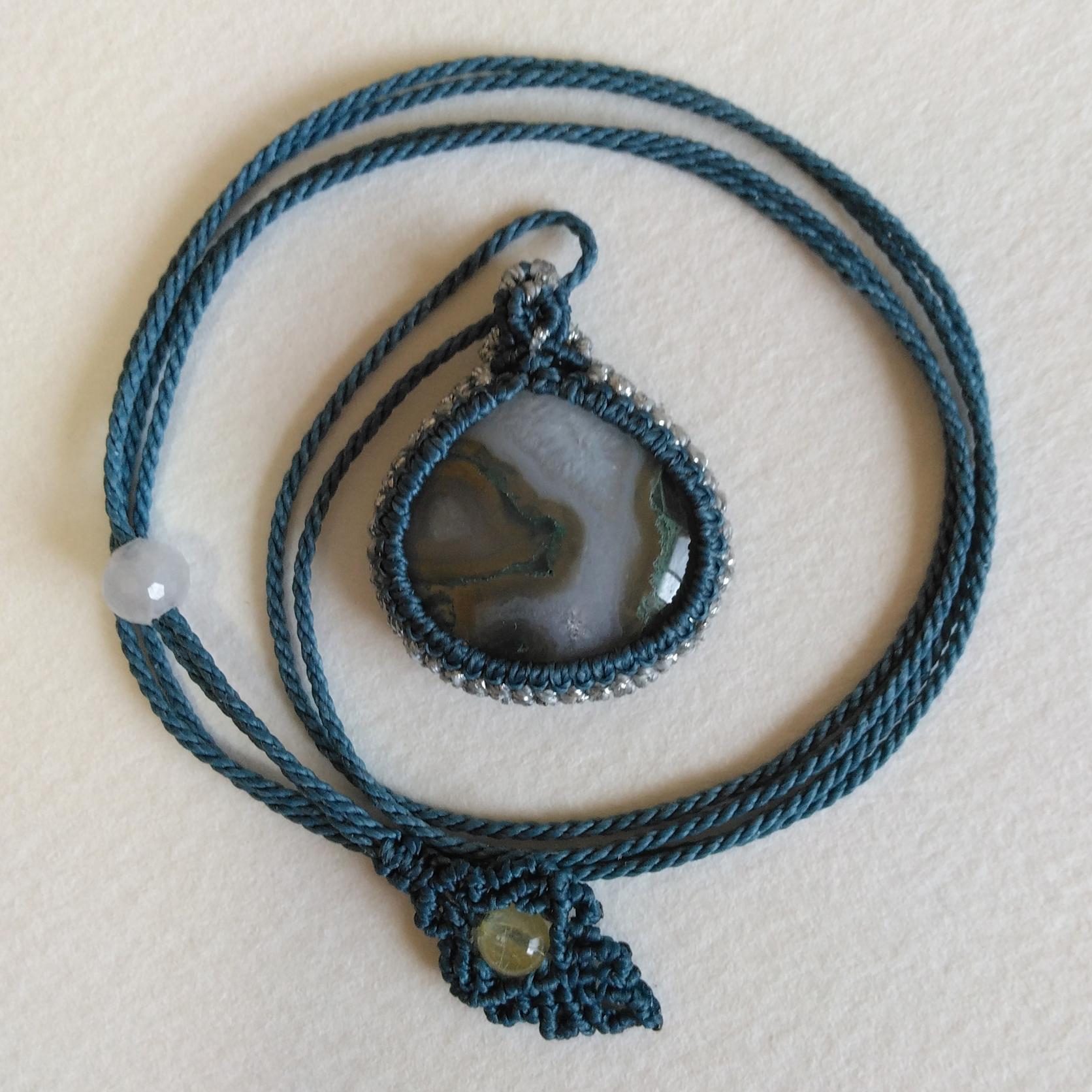 天然石ペンダント　モスアゲート　マクラメ編み　MP45 | 4枚目