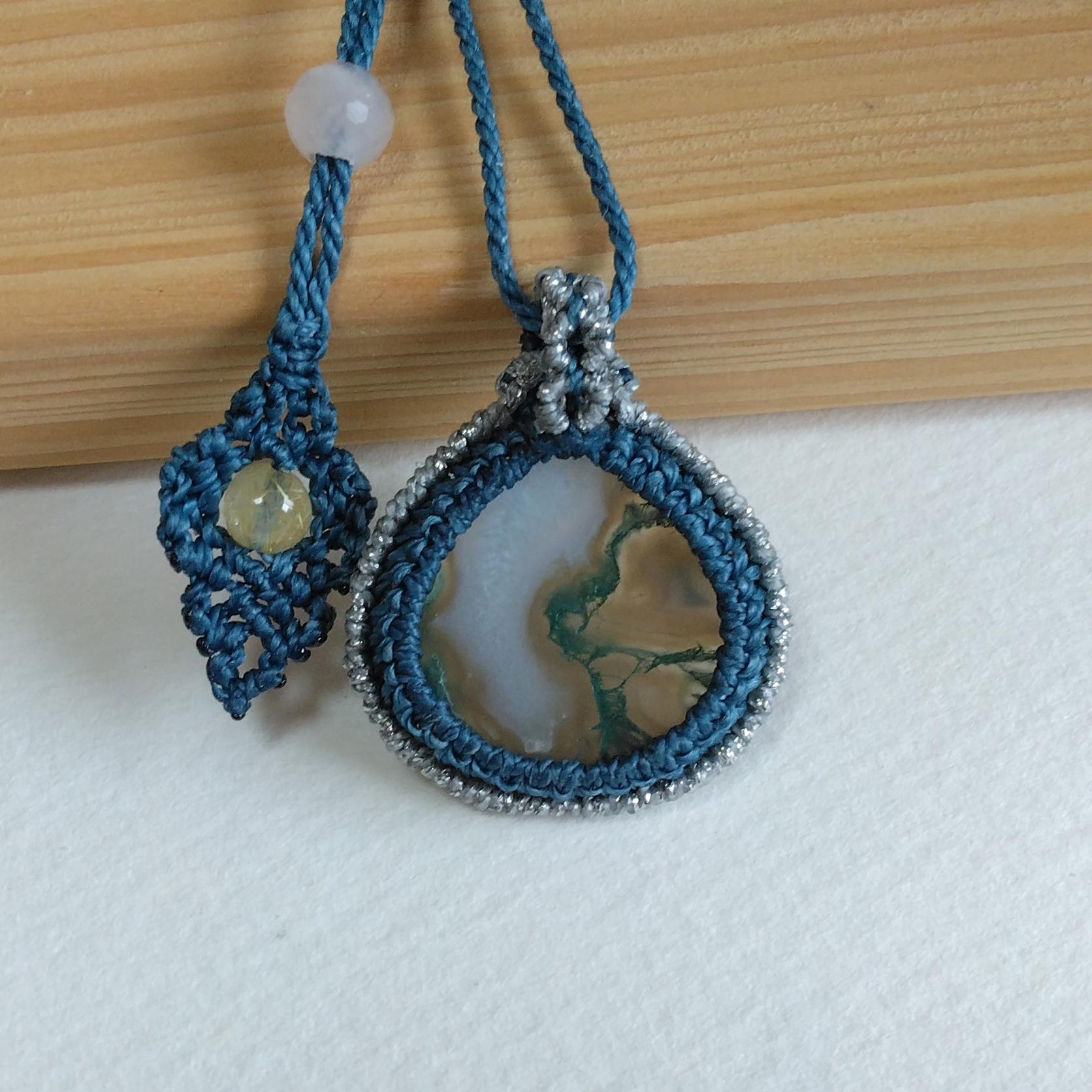 天然石ペンダント　モスアゲート　マクラメ編み　MP45 | 6枚目