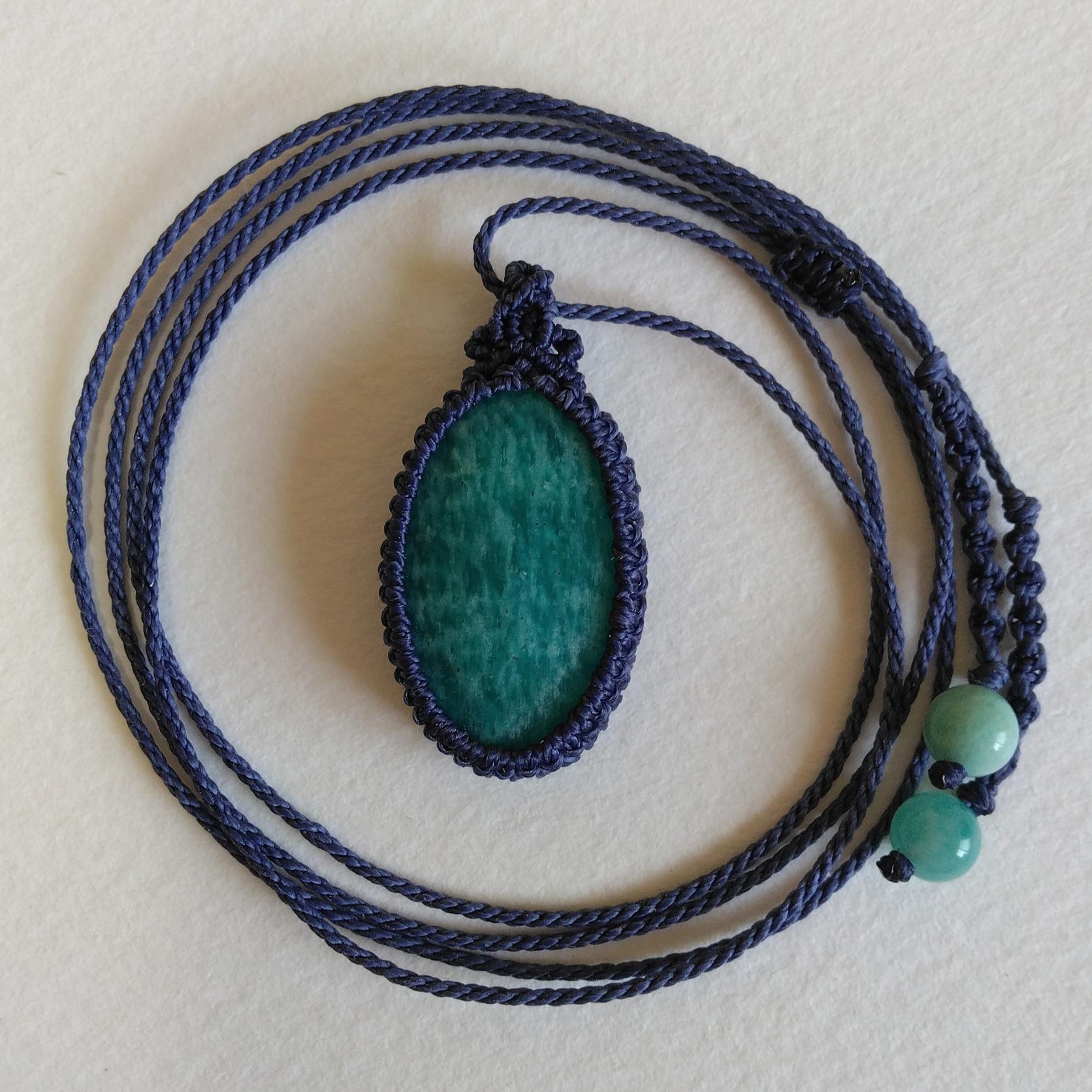 天然石ペンダント　アマゾナイト　マクラメ編み　MP46 | 4枚目