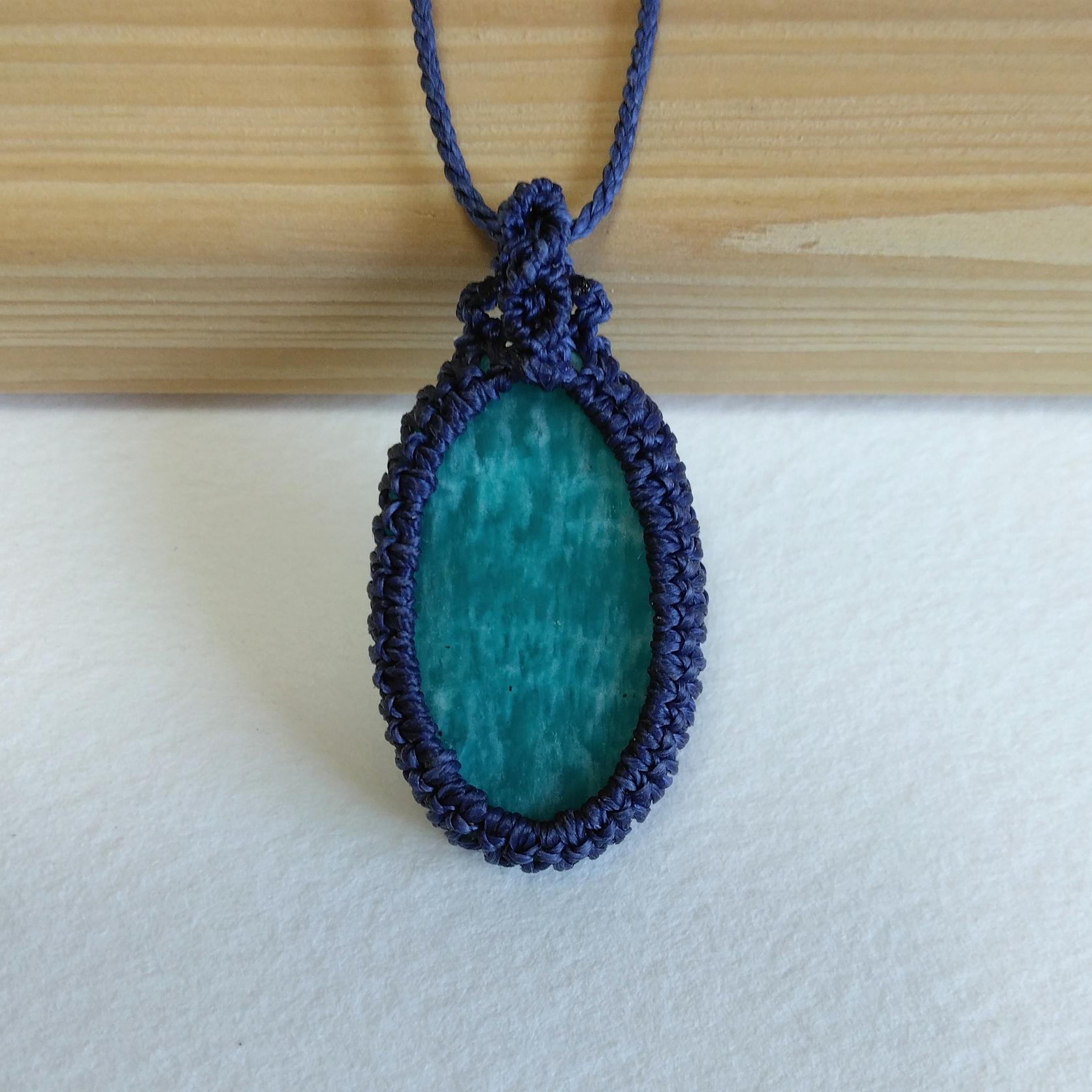 天然石ペンダント　アマゾナイト　マクラメ編み　MP46 | 6枚目