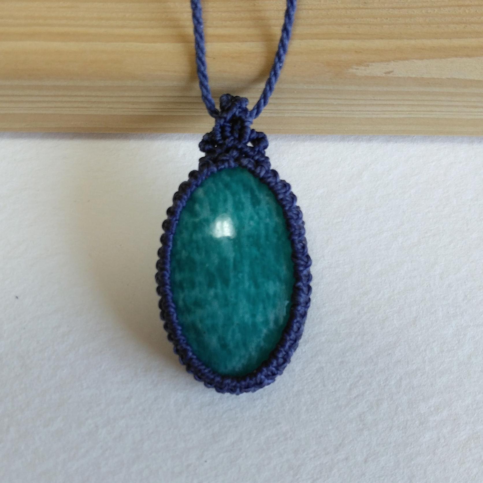 天然石ペンダント　アマゾナイト　マクラメ編み　MP46 | 7枚目