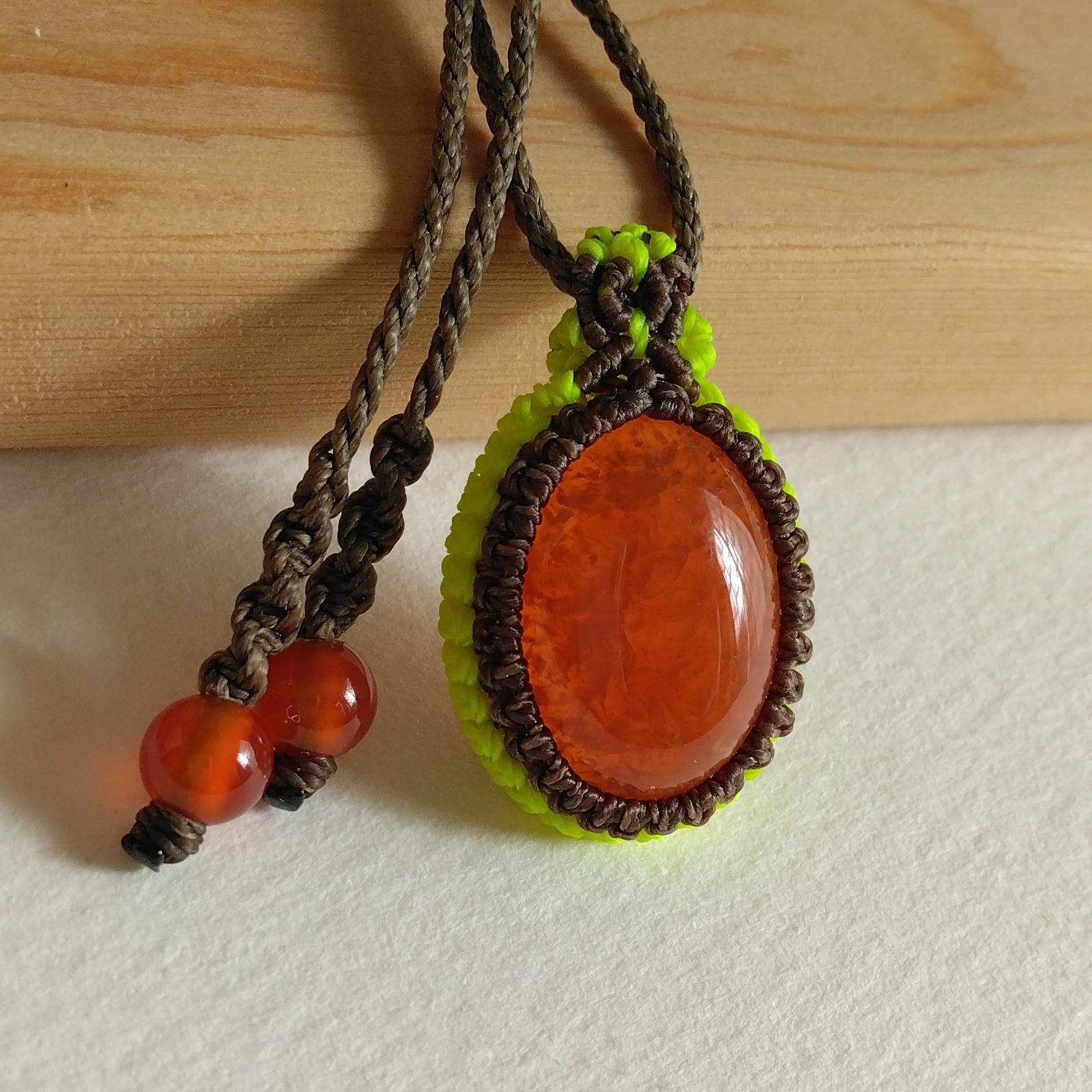 天然石ペンダント　カーネリアン　マクラメ編み　MP47 | 4枚目