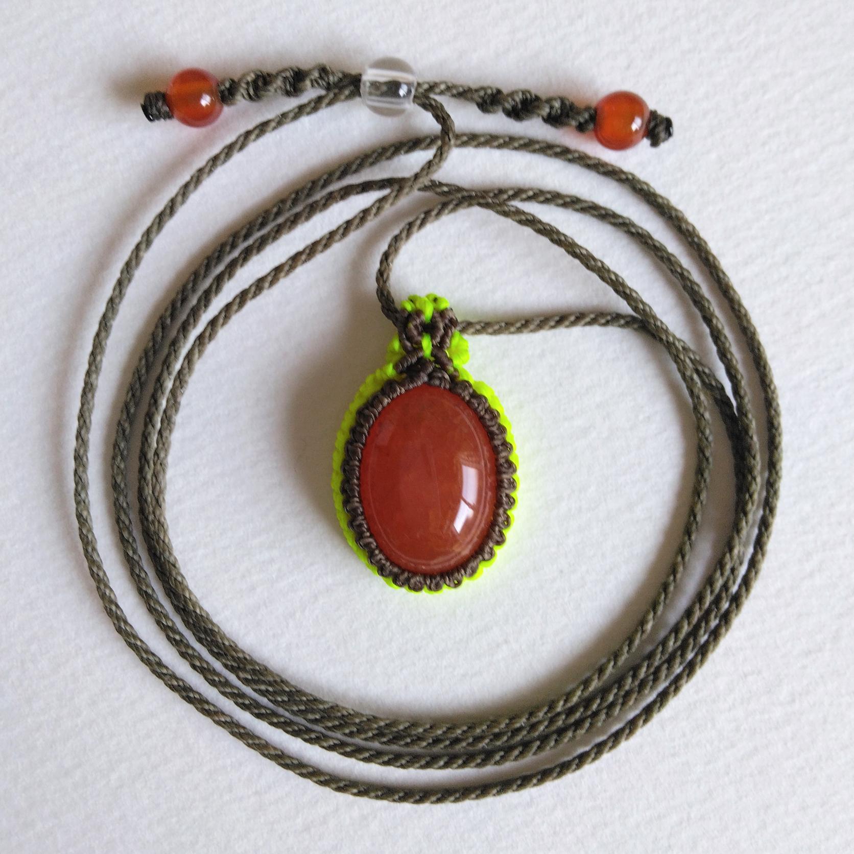 天然石ペンダント　カーネリアン　マクラメ編み　MP47 | 5枚目