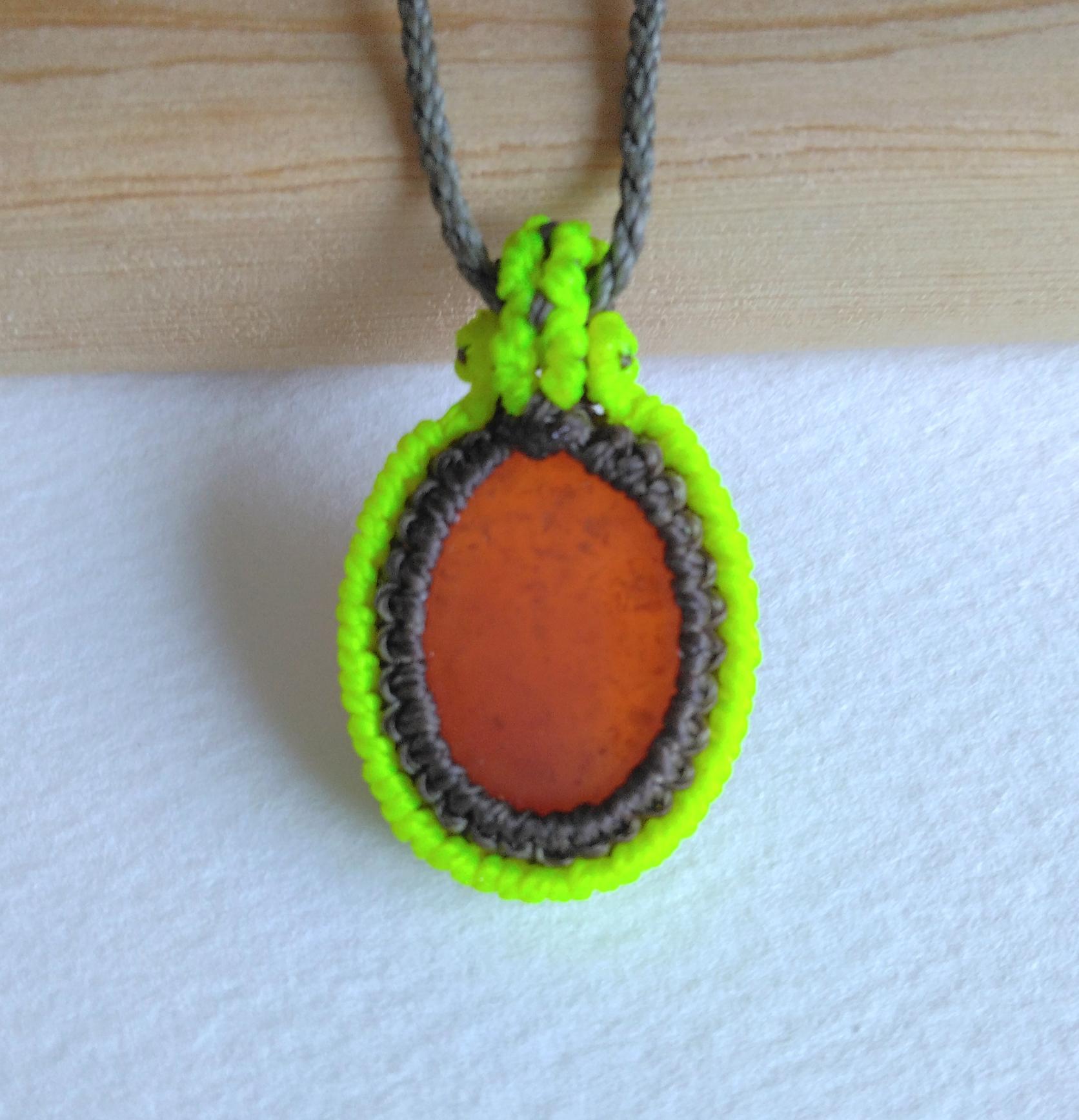 天然石ペンダント　カーネリアン　マクラメ編み　MP47 | 7枚目