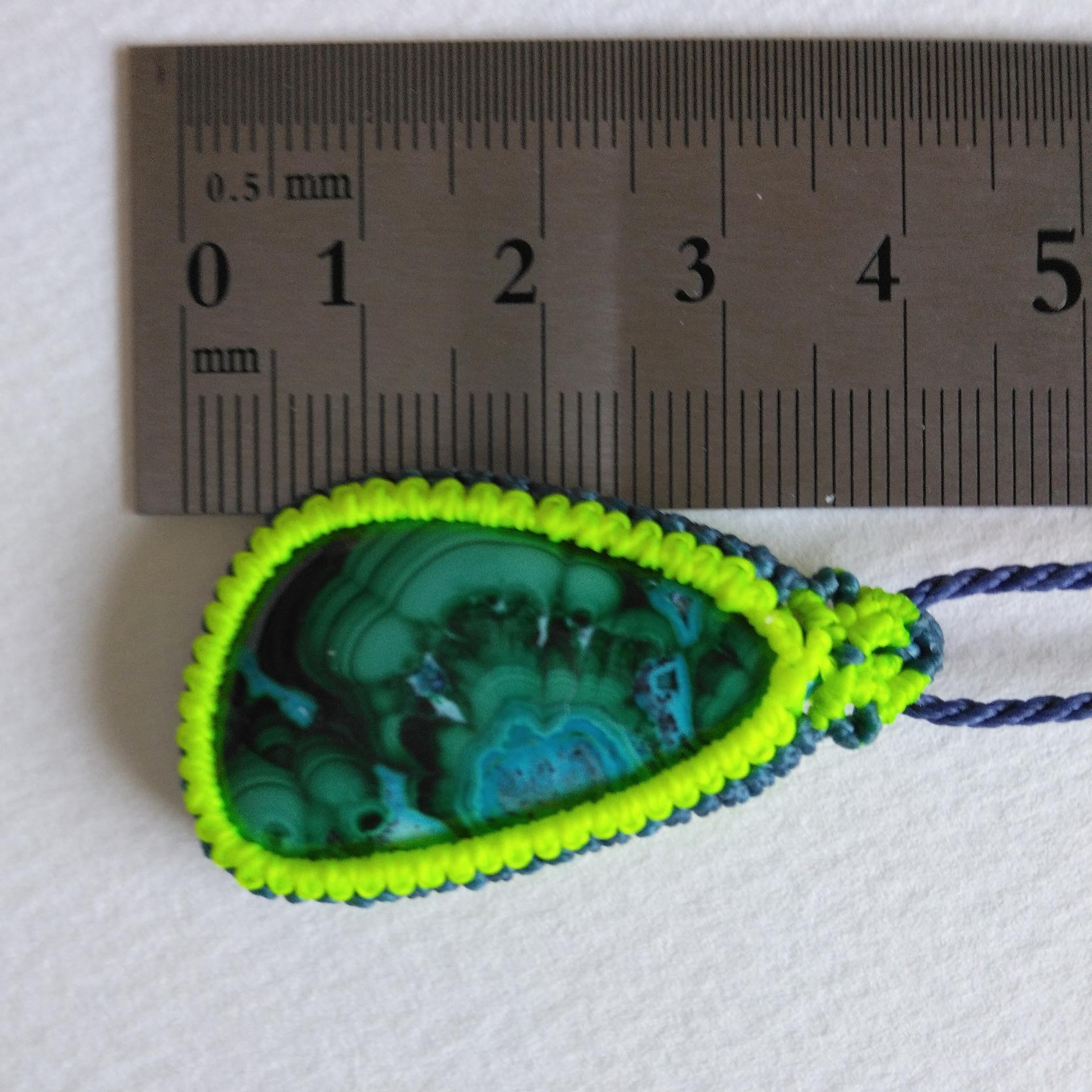 天然石ペンダント　クリソコラマラカイト　マクラメ編み　MP48 | 5枚目