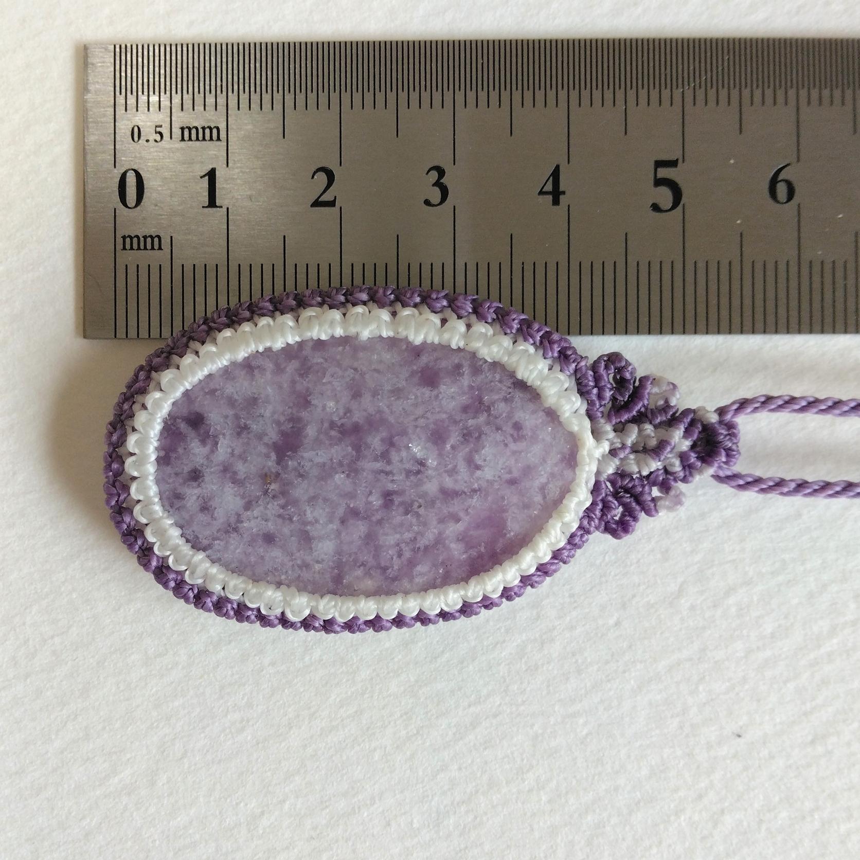 天然石ペンダント　レピドライトクォーツ　マクラメ編み　MP52 | 5枚目