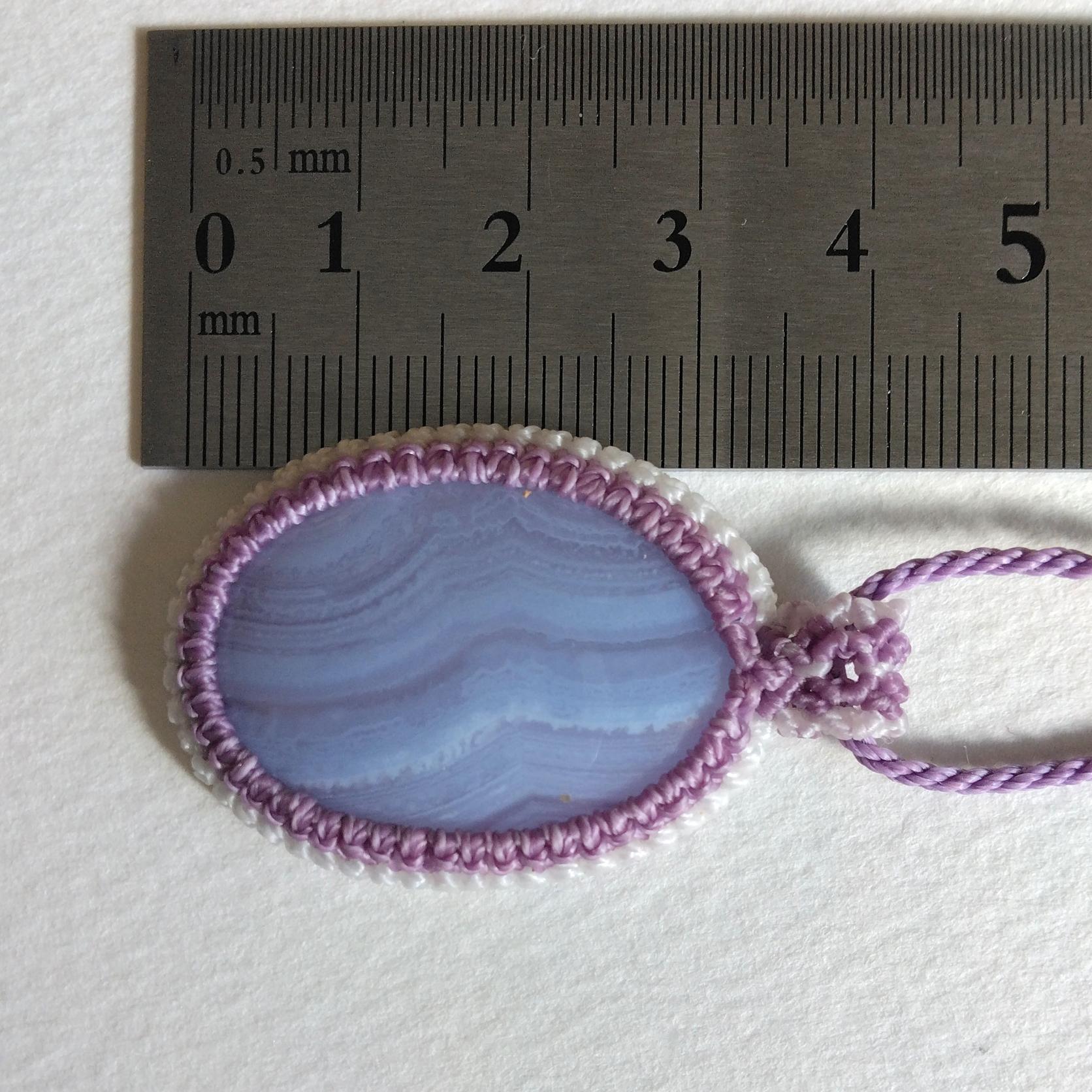 天然石ペンダント　ブルーレースアゲート　マクラメ編み　MP57 | 5枚目