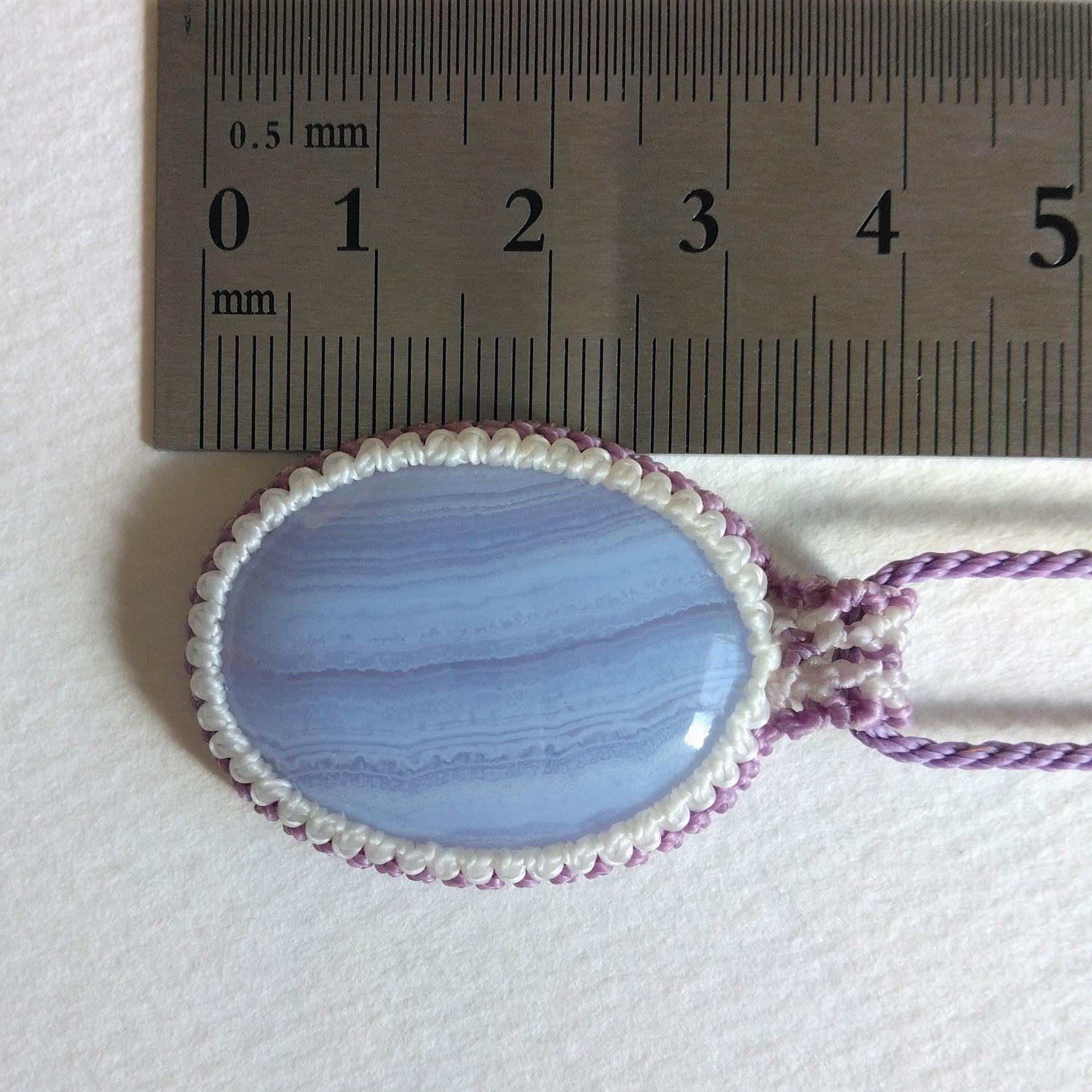 天然石ペンダント　ブルーレースアゲート　マクラメ編み　MP58 | 5枚目