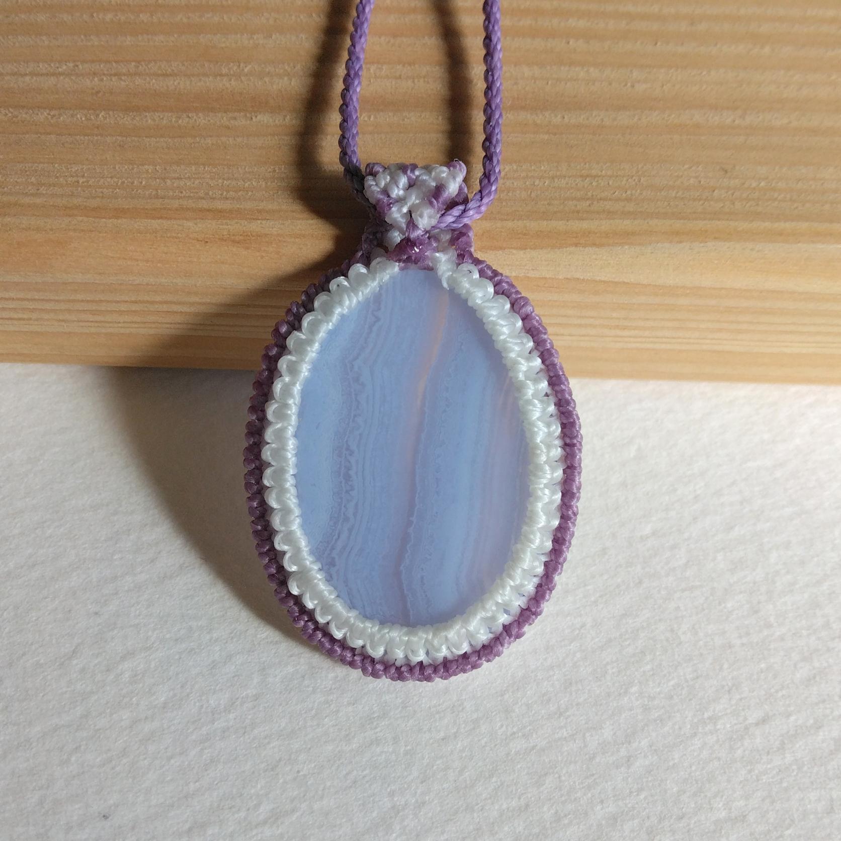 天然石ペンダント　ブルーレースアゲート　マクラメ編み　MP58 | 6枚目