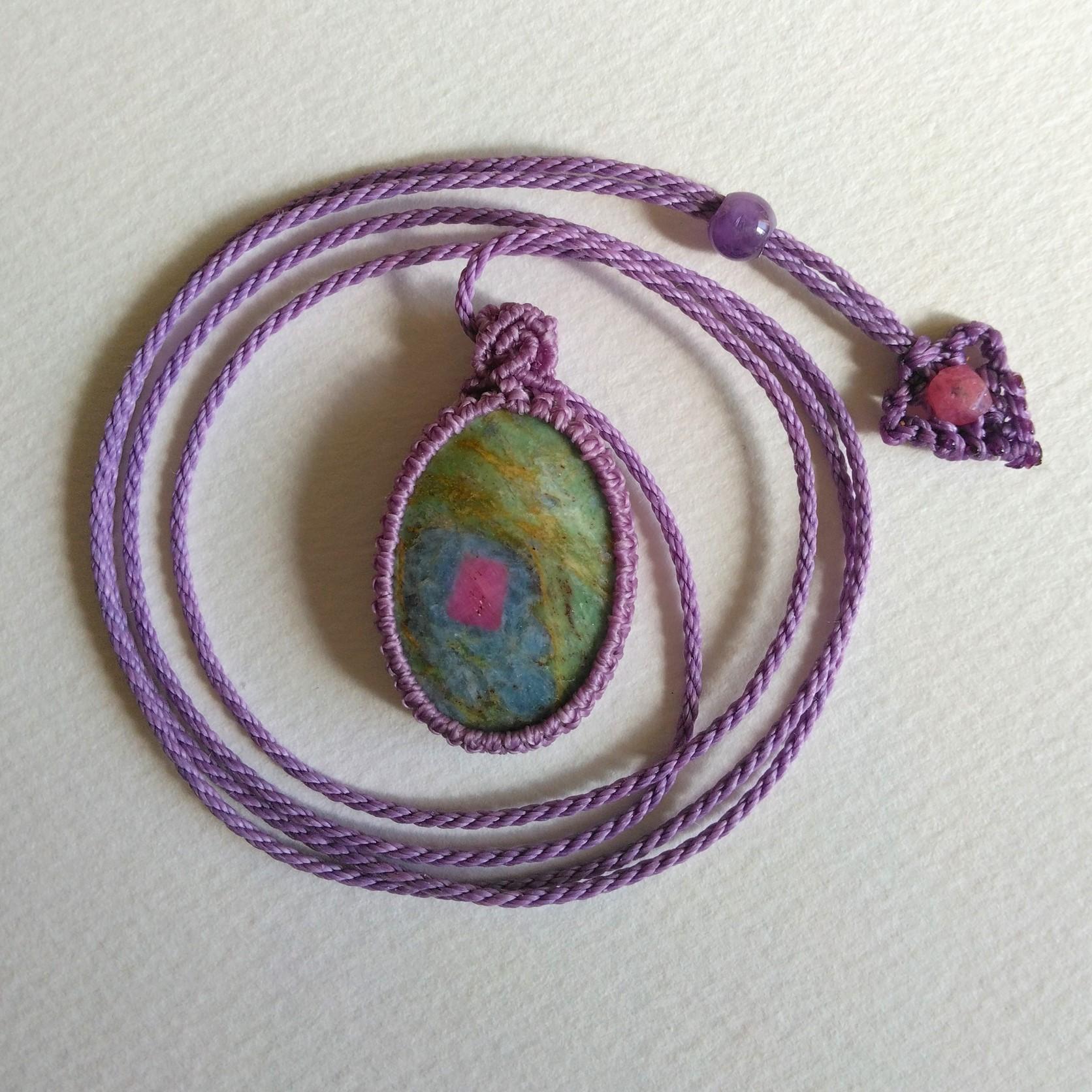 天然石ペンダント　ルビーインフックサイト　マクラメ編み　MP59 | 4枚目