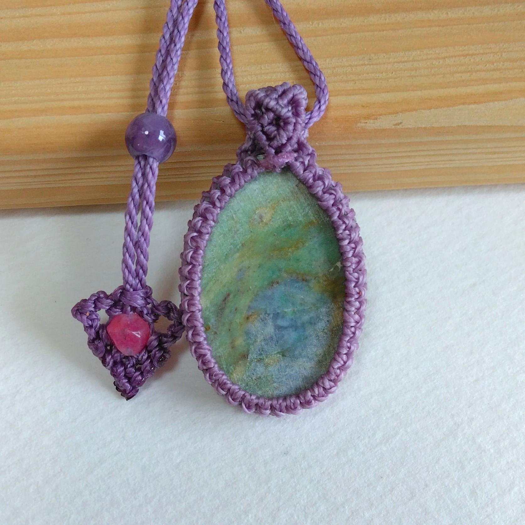 天然石ペンダント　ルビーインフックサイト　マクラメ編み　MP59 | 6枚目