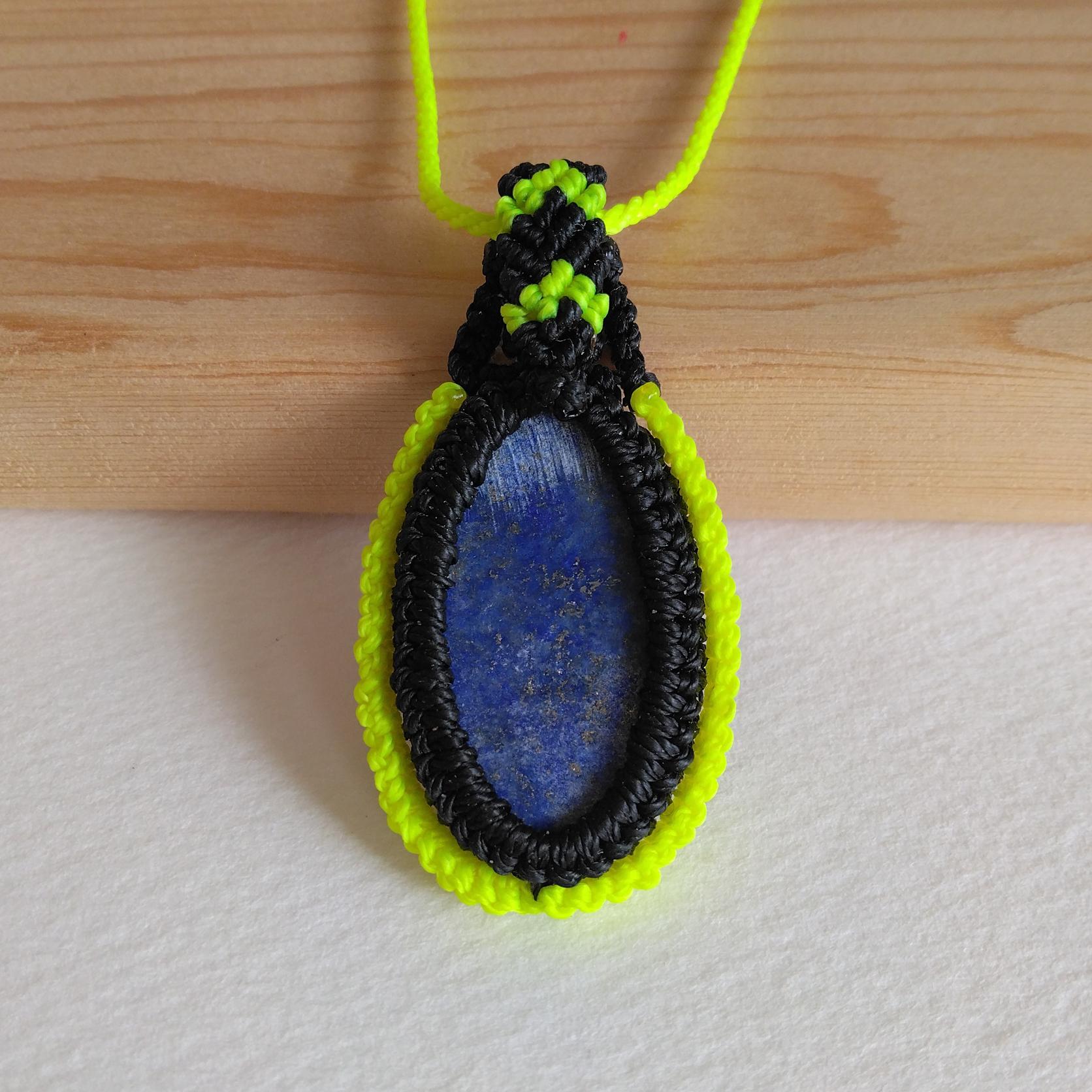 天然石ペンダント　ラピスラズリ　マクラメ編み　MP62 | 6枚目