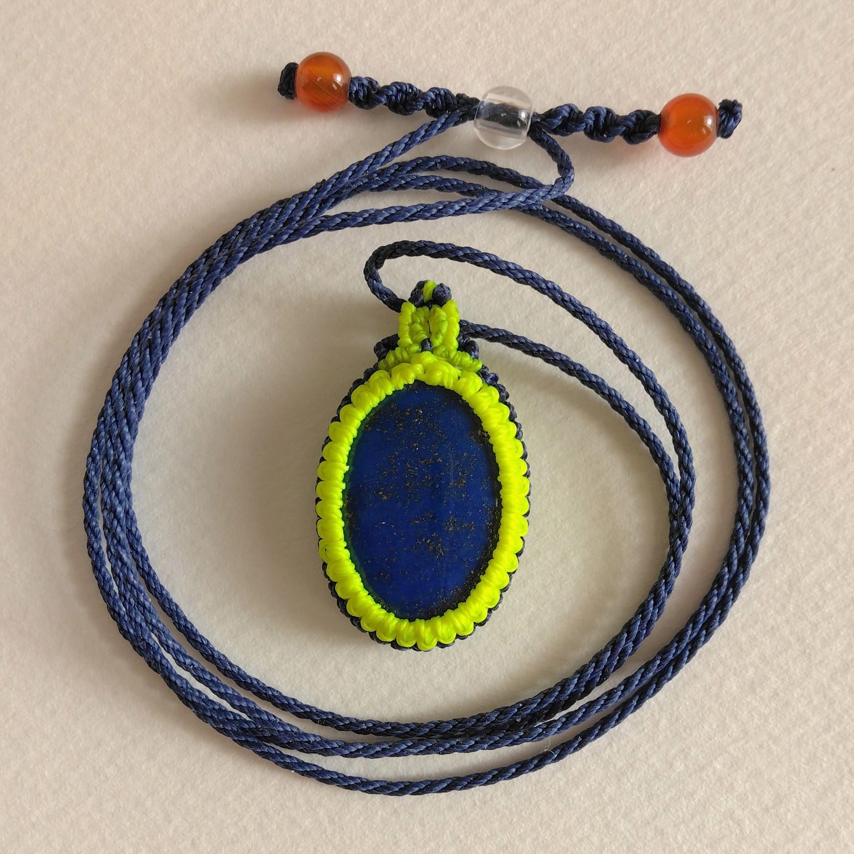 天然石ペンダント　ラピスラズリ　マクラメ編み　MP63 | 4枚目