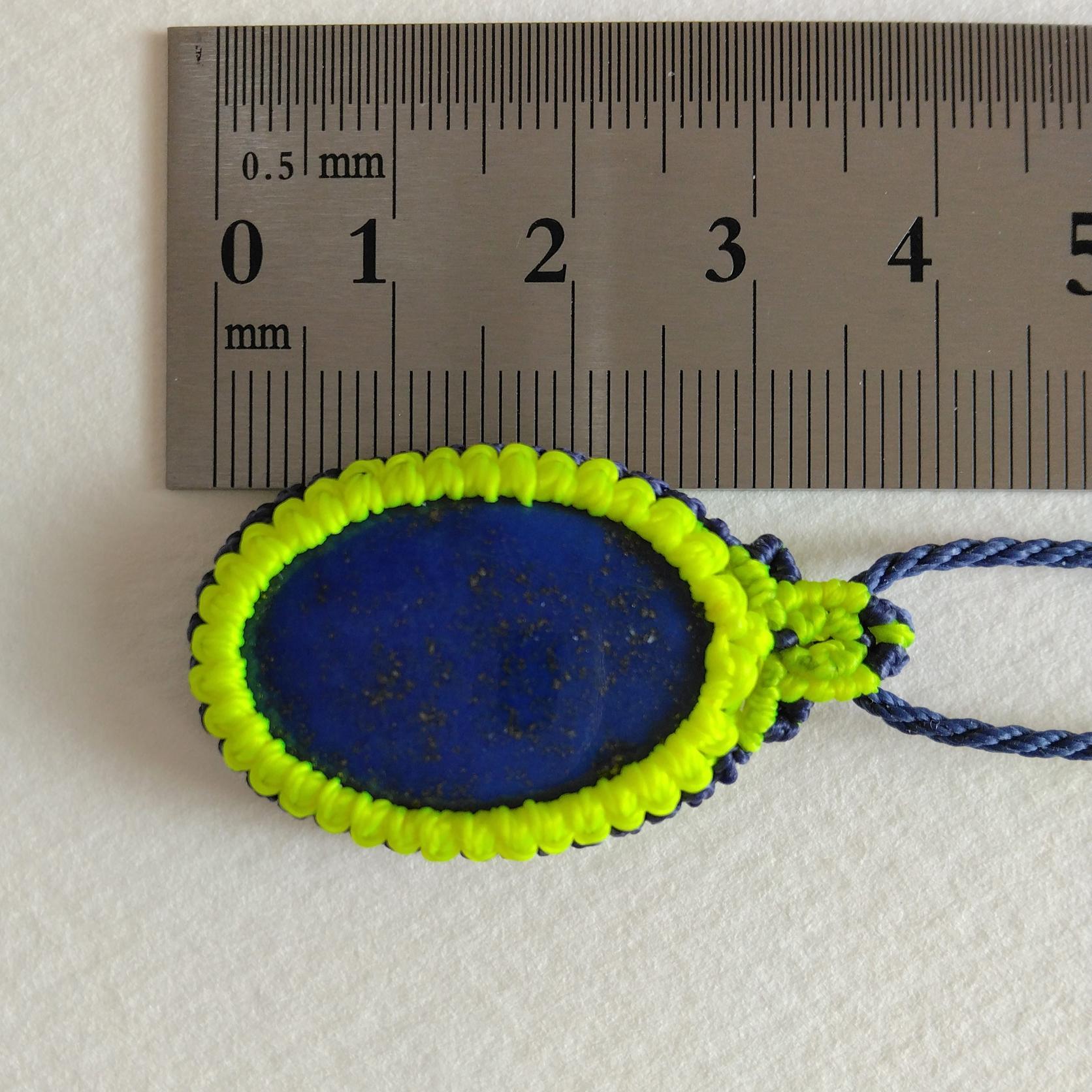 天然石ペンダント　ラピスラズリ　マクラメ編み　MP63 | 5枚目