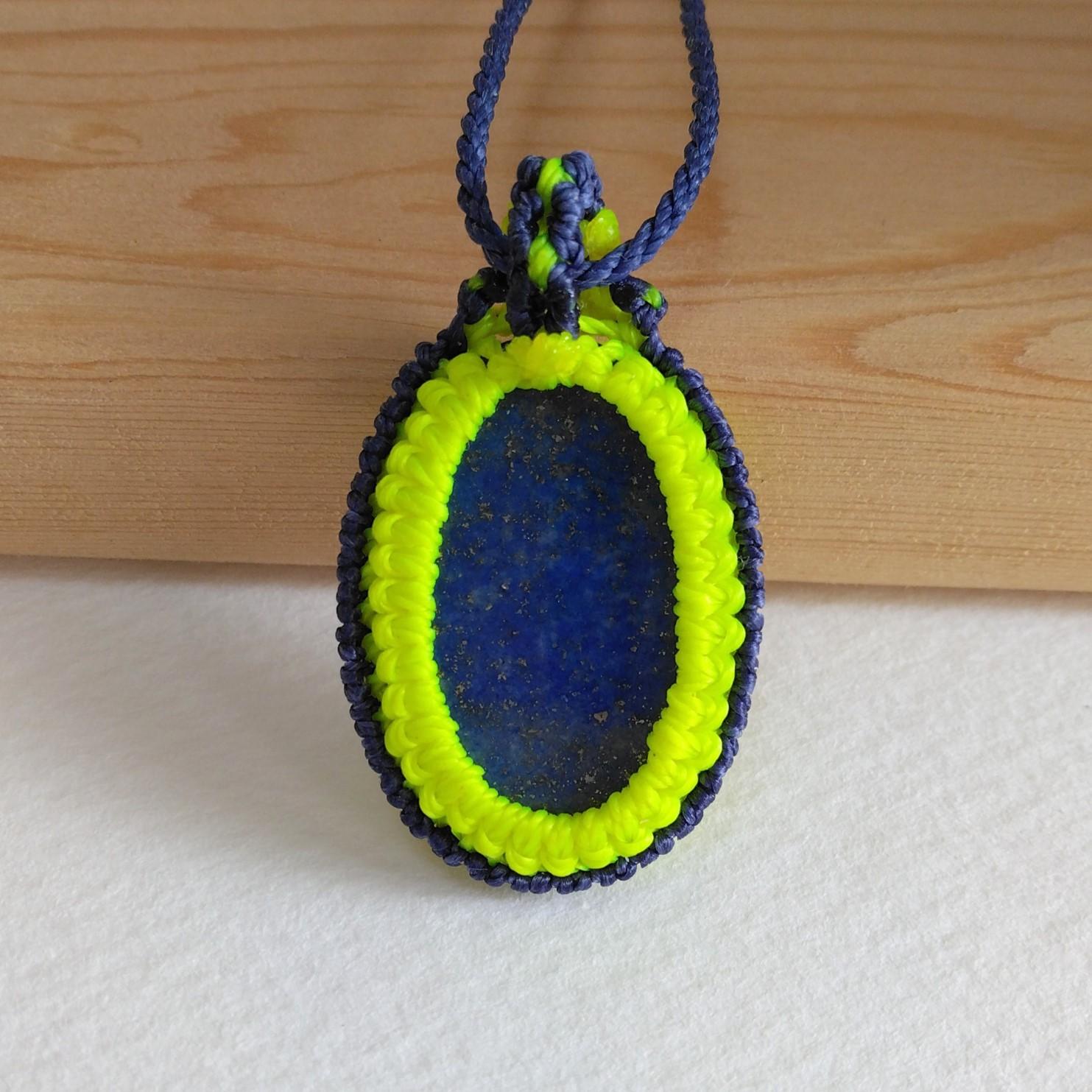 天然石ペンダント　ラピスラズリ　マクラメ編み　MP63 | 6枚目