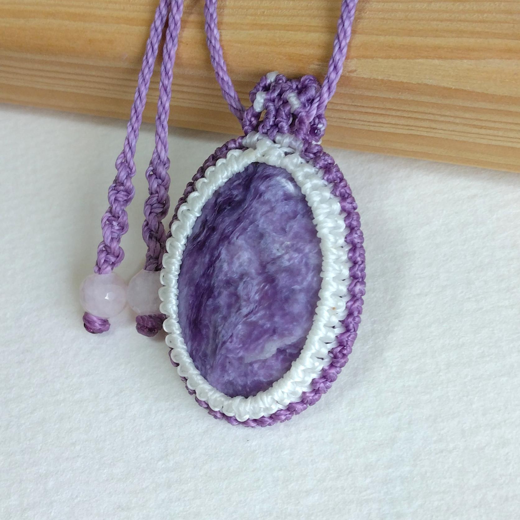 天然石ペンダント　チャロアイト　マクラメ編み　MP65 | 3枚目