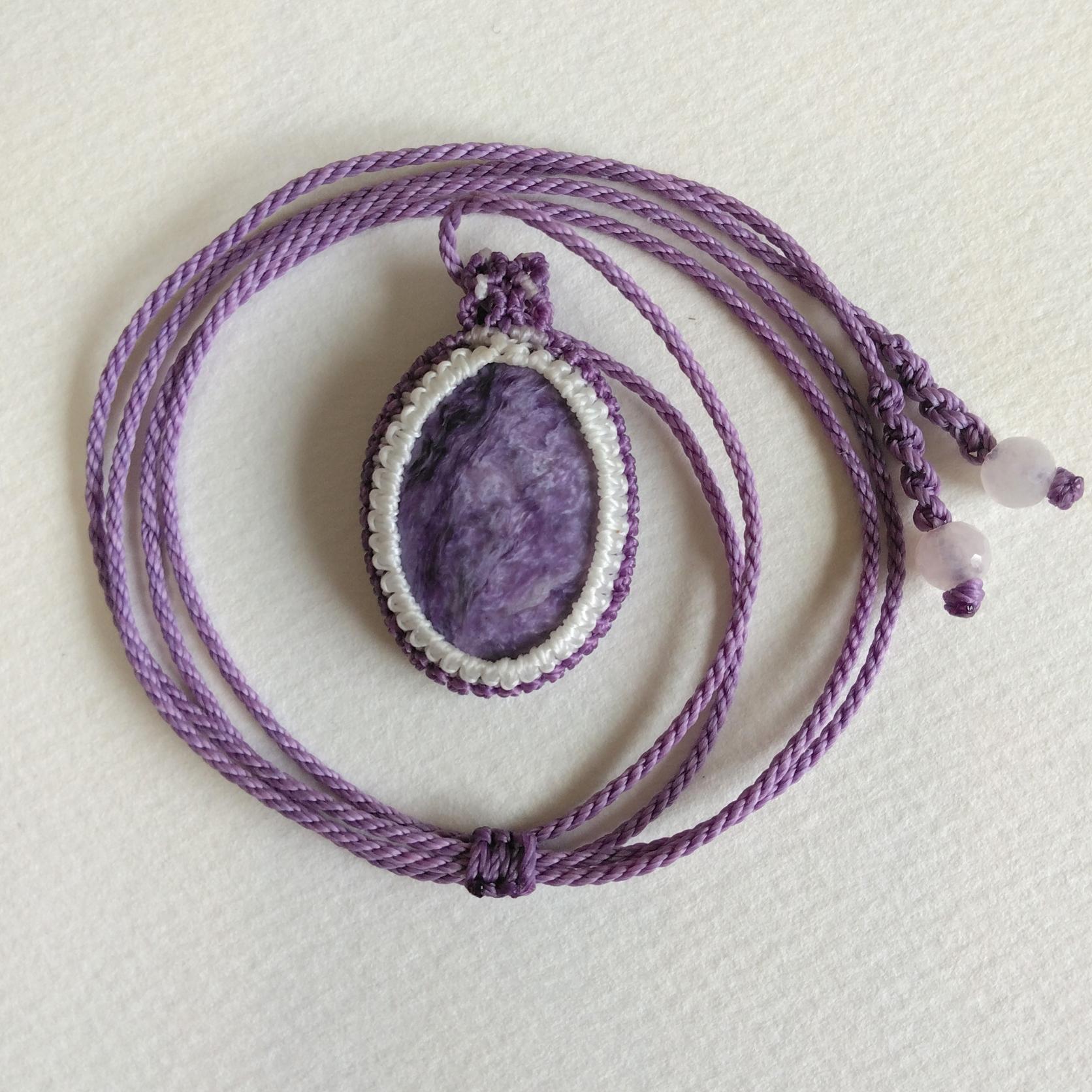 天然石ペンダント　チャロアイト　マクラメ編み　MP65 | 4枚目