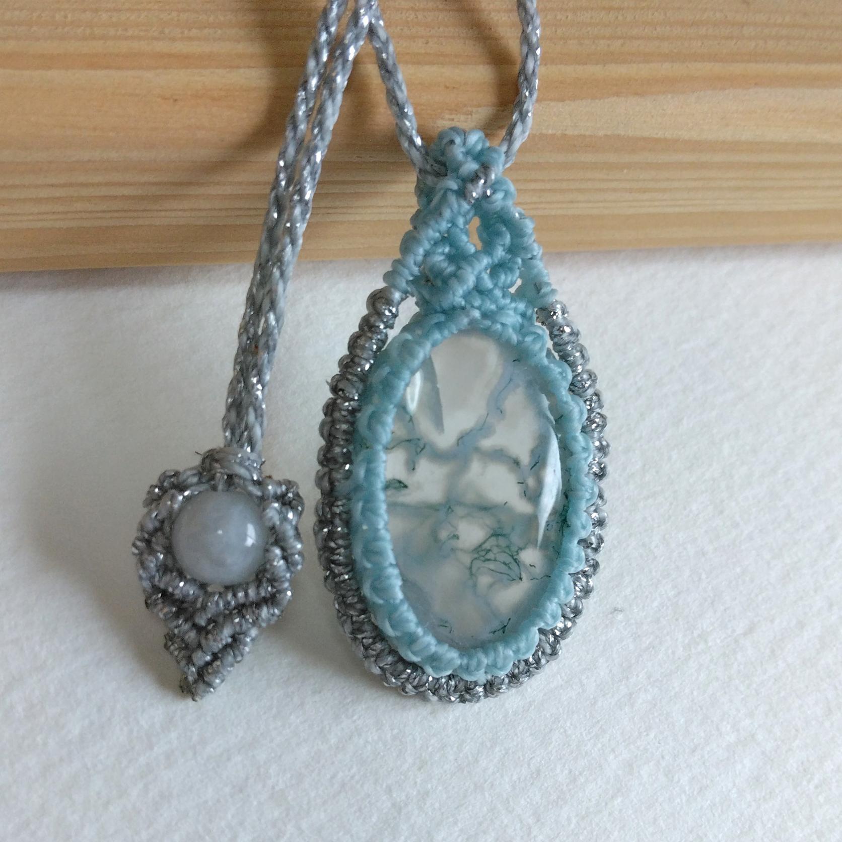 天然石ペンダント　モスアゲート　マクラメ編み　MP67 | 2枚目