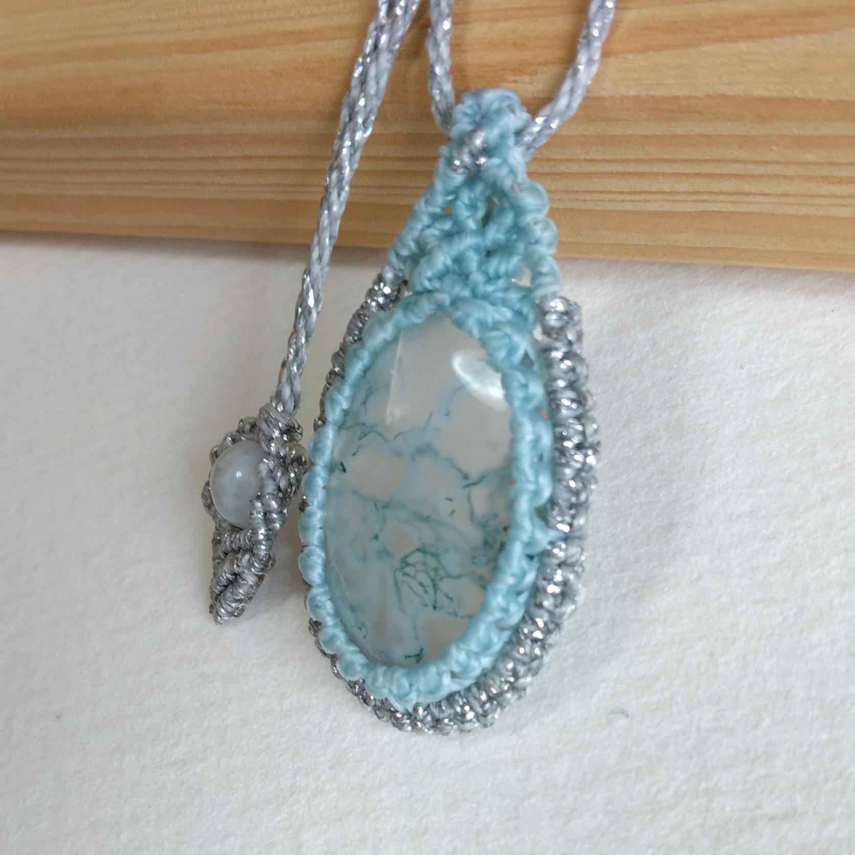 天然石ペンダント　モスアゲート　マクラメ編み　MP67 | 3枚目