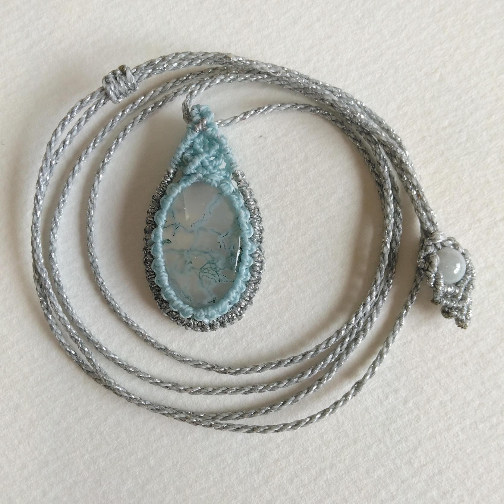 天然石ペンダント　モスアゲート　マクラメ編み　MP67 | 4枚目