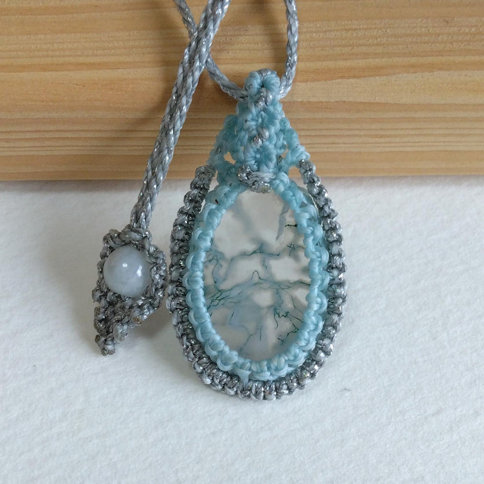 天然石ペンダント　モスアゲート　マクラメ編み　MP67 | 6枚目