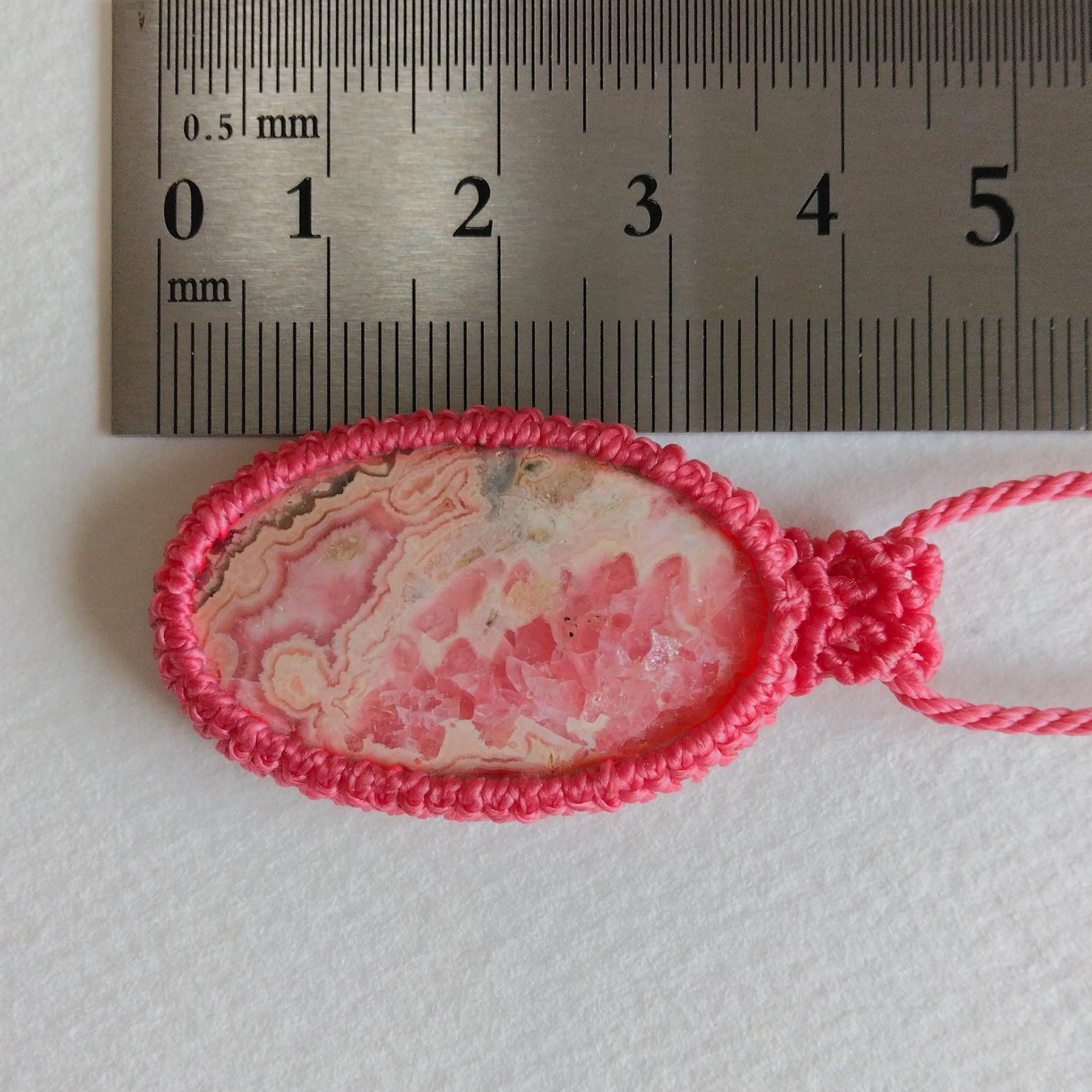 天然石ペンダント　ロードクロサイト（インカローズ）　マクラメ編み　MP68 | 5枚目