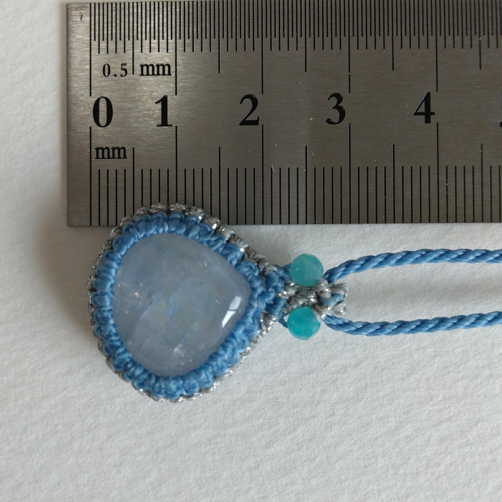 天然石ペンダント　レインボームーンストーン　マクラメ編み　MP73 | 5枚目