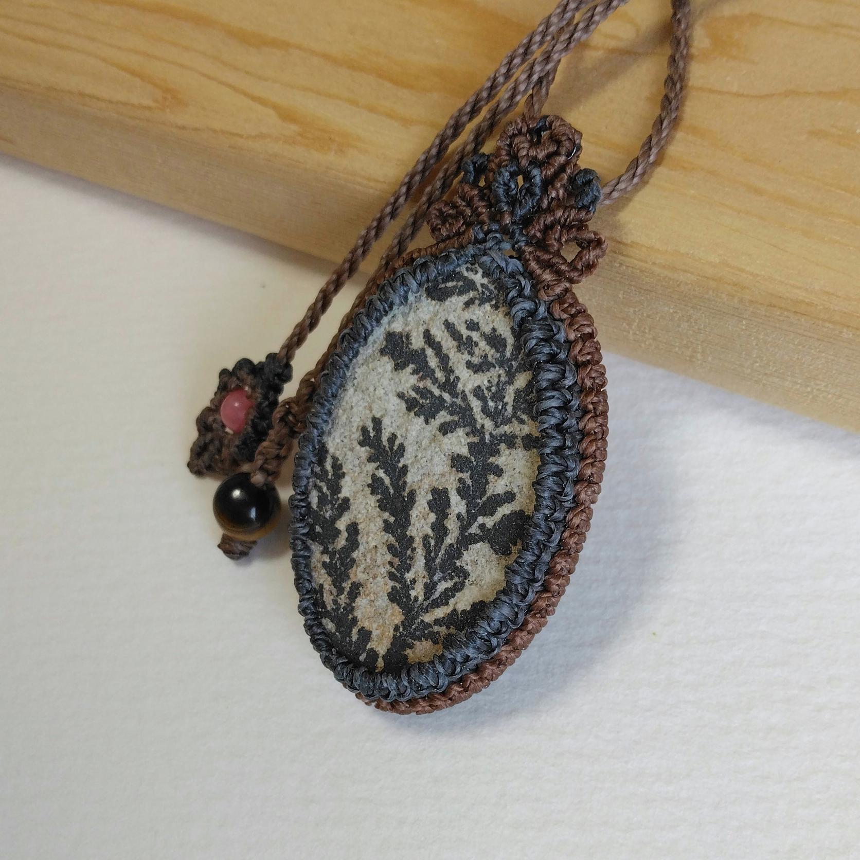 天然石ペンダント　ジャーマンデンドライト　マクラメ編み　MP74 | 3枚目