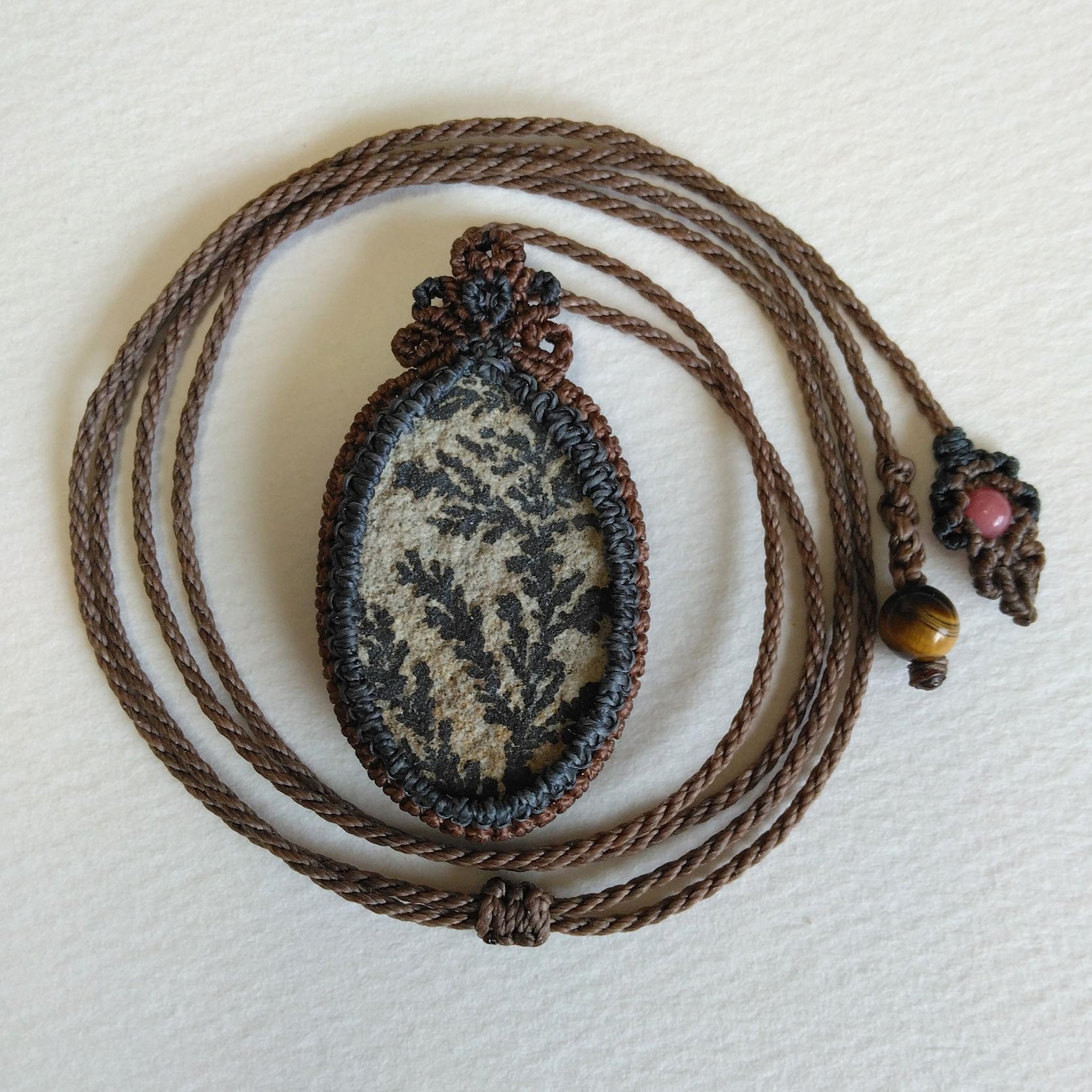 天然石ペンダント　ジャーマンデンドライト　マクラメ編み　MP74 | 4枚目