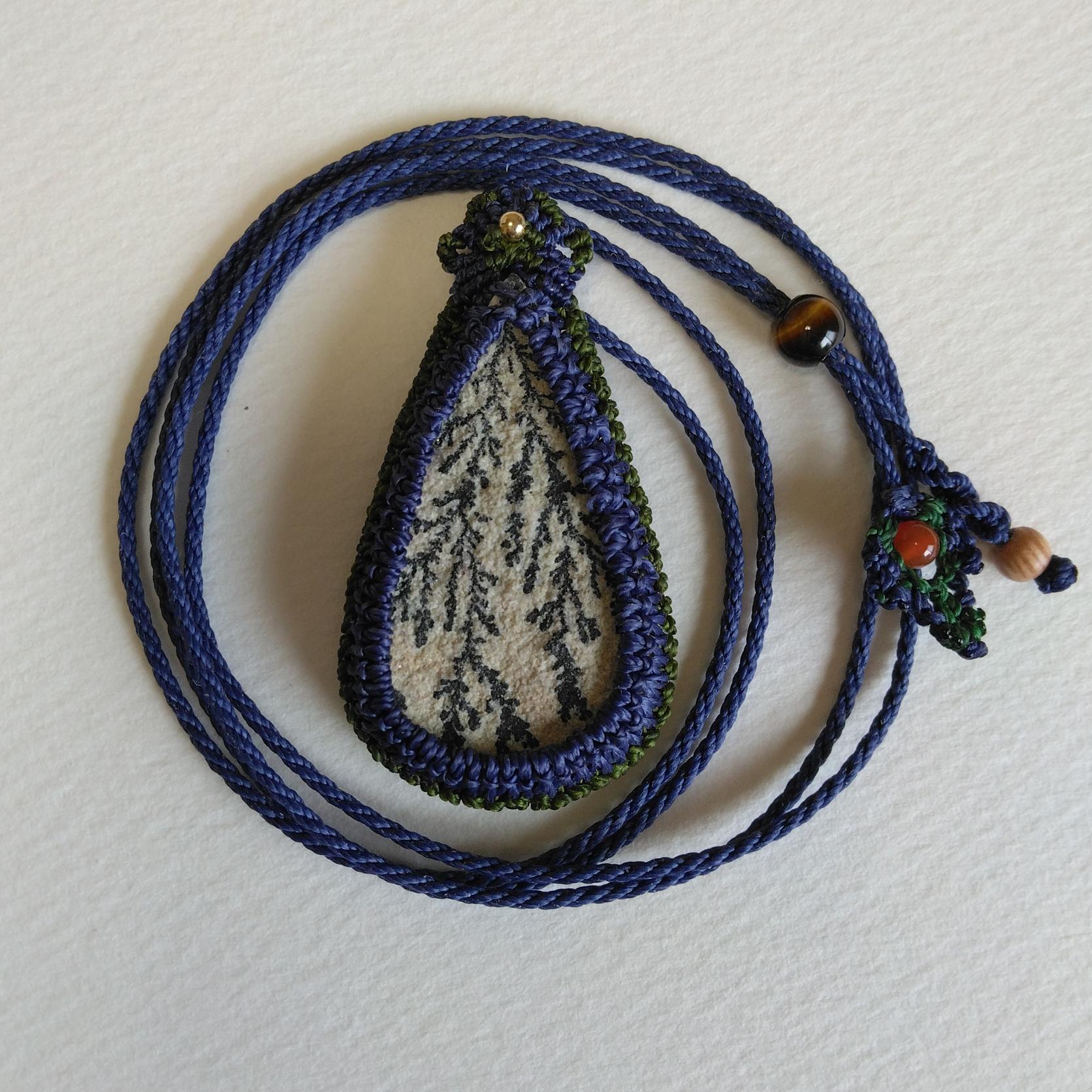 天然石ペンダント　ジャーマンデンドライト　マクラメ編み　MP75 | 4枚目