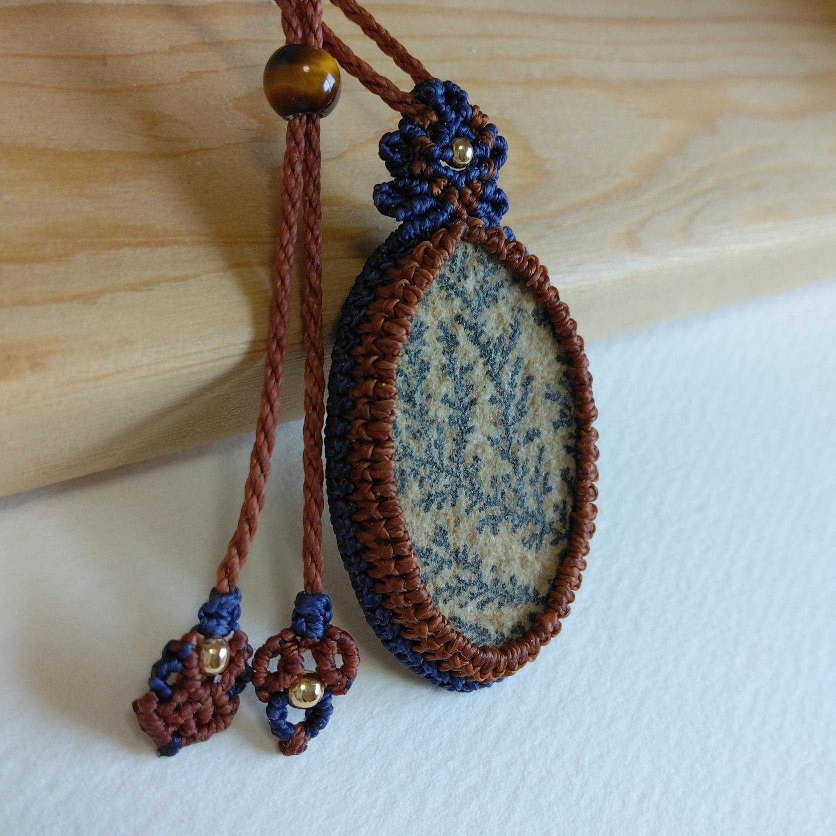 天然石ペンダント　ジャーマンデンドライト　マクラメ編み　MP76 | 2枚目