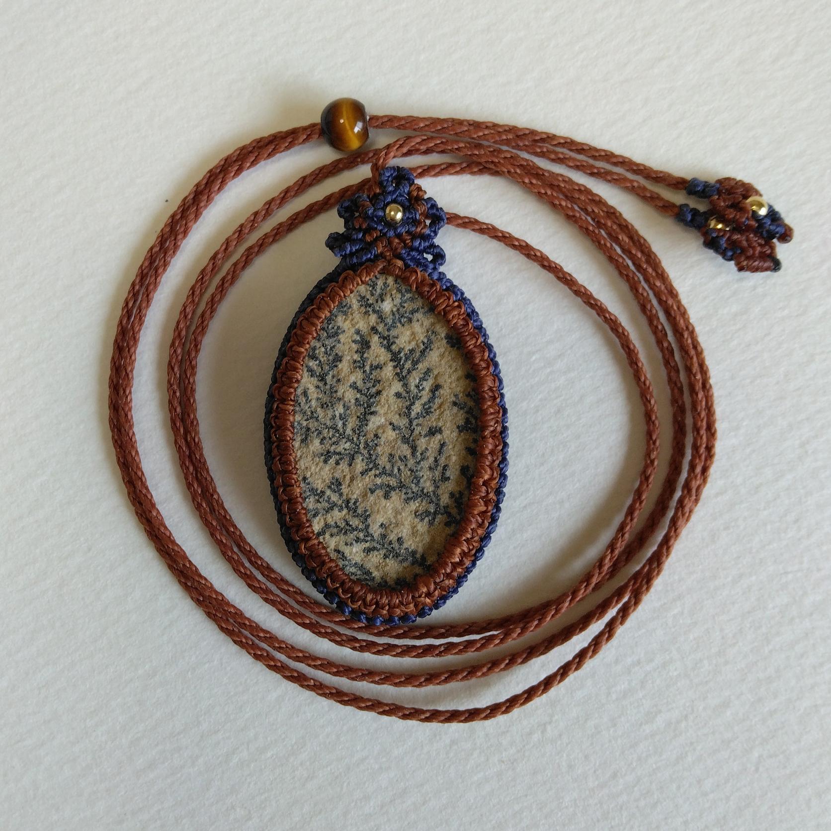 天然石ペンダント　ジャーマンデンドライト　マクラメ編み　MP76 | 4枚目