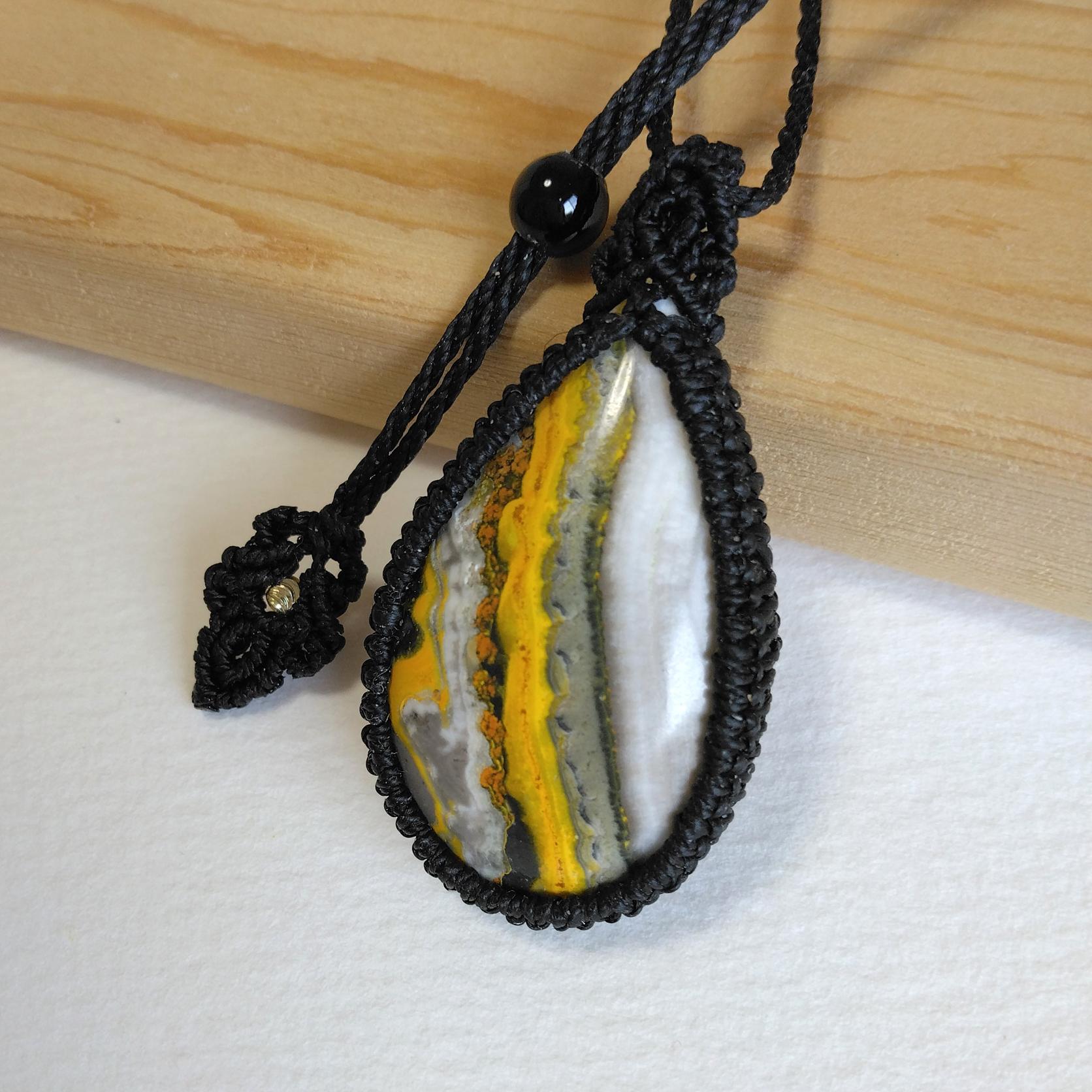 天然石ペンダント　バンブルビージャスパー　マクラメ編み　MP79 | 3枚目