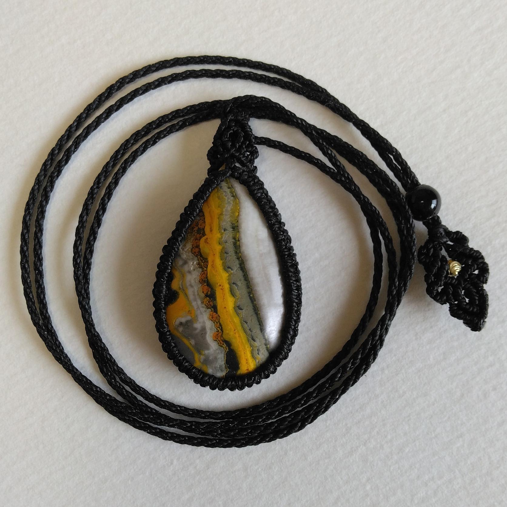 天然石ペンダント　バンブルビージャスパー　マクラメ編み　MP79 | 4枚目