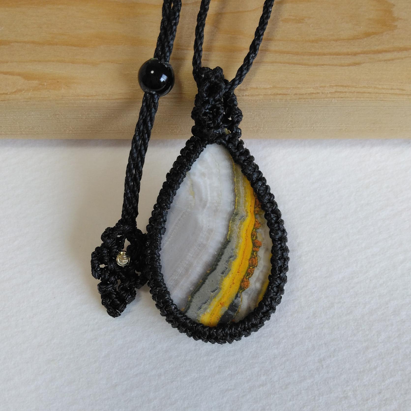 天然石ペンダント　バンブルビージャスパー　マクラメ編み　MP79 | 6枚目