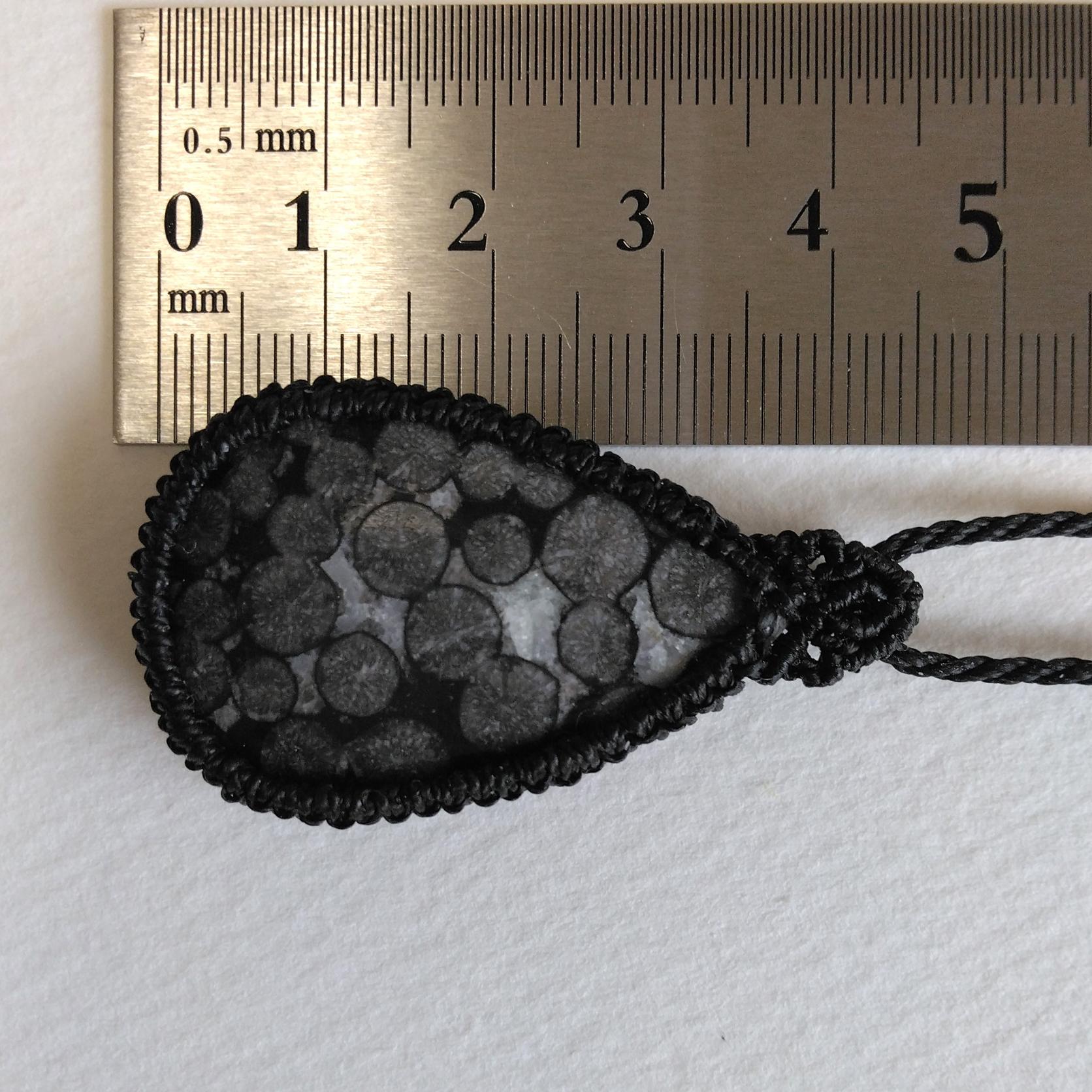 天然石ペンダント　フォッシルコーラル　マクラメ編み　MP82 | 5枚目