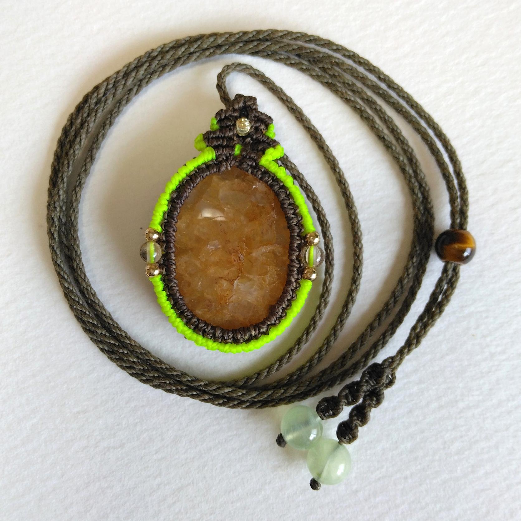 天然石ペンダント　イエローアベンチュリン　マクラメ編み　MP83 | 4枚目