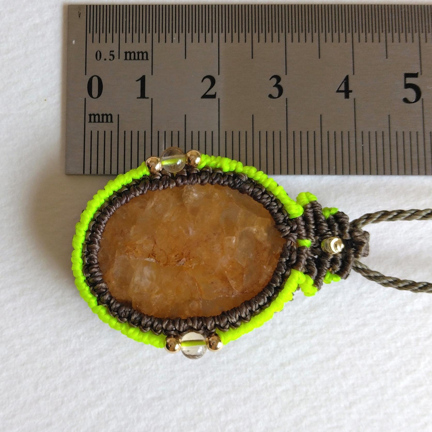 天然石ペンダント　イエローアベンチュリン　マクラメ編み　MP83 | 5枚目