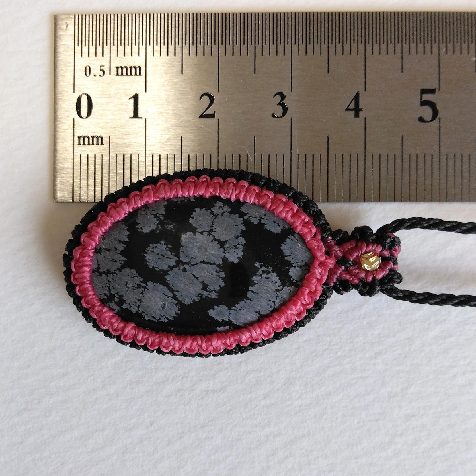 天然石ペンダント　スノーフレークオプシディアン　マクラメ編み　MP85 | 5枚目